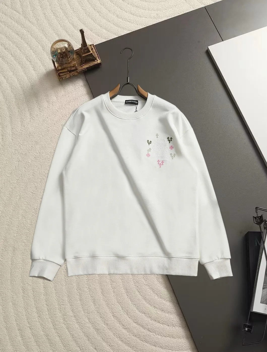 Embroidered Cross Acid-Wash Sweatshirt D19020198