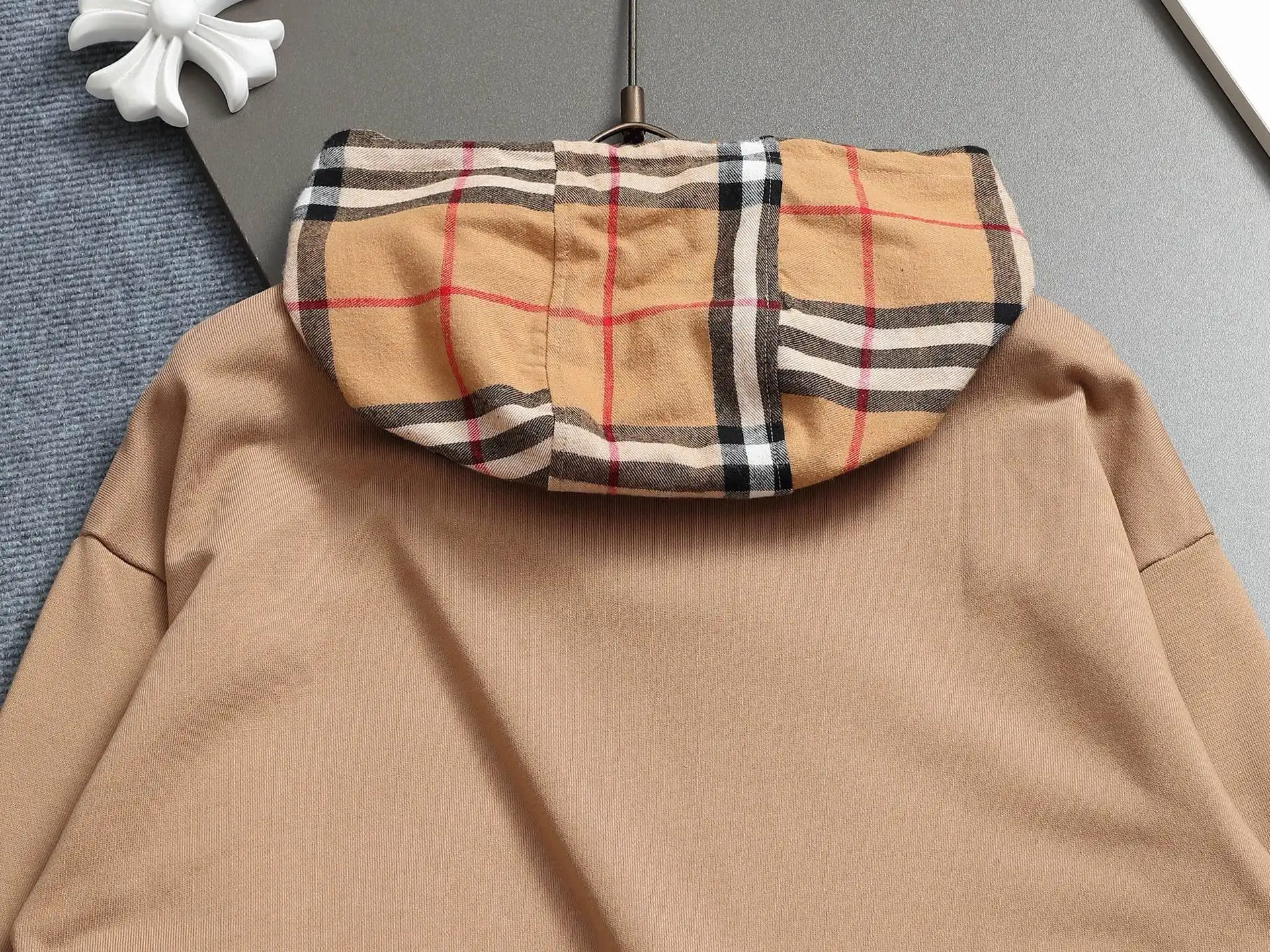 Check-Lined Cotton-Blend Hoodie D19021983 — view 10