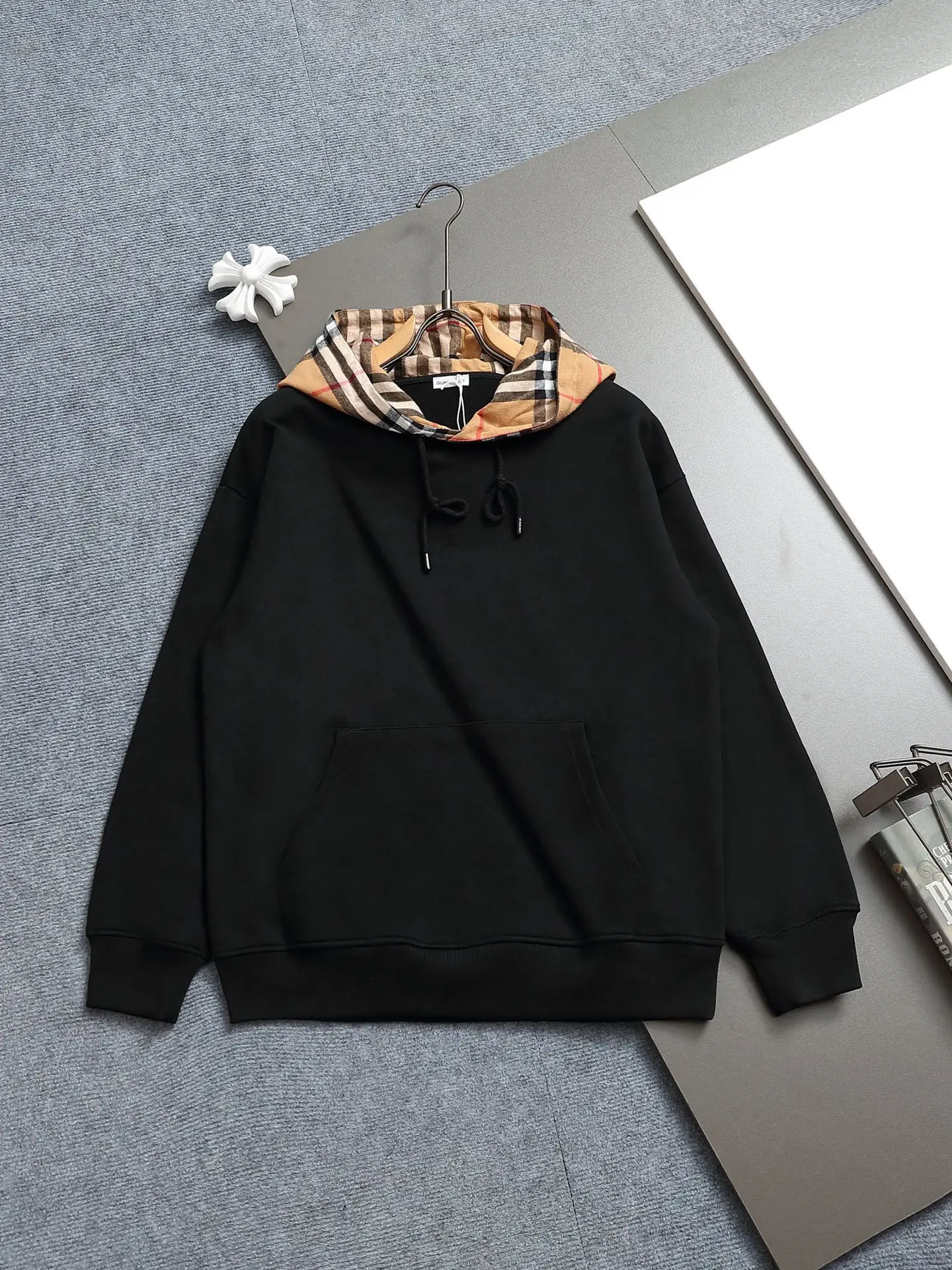 Vintage Check Lined Cotton-Blend Hoodie D19021984