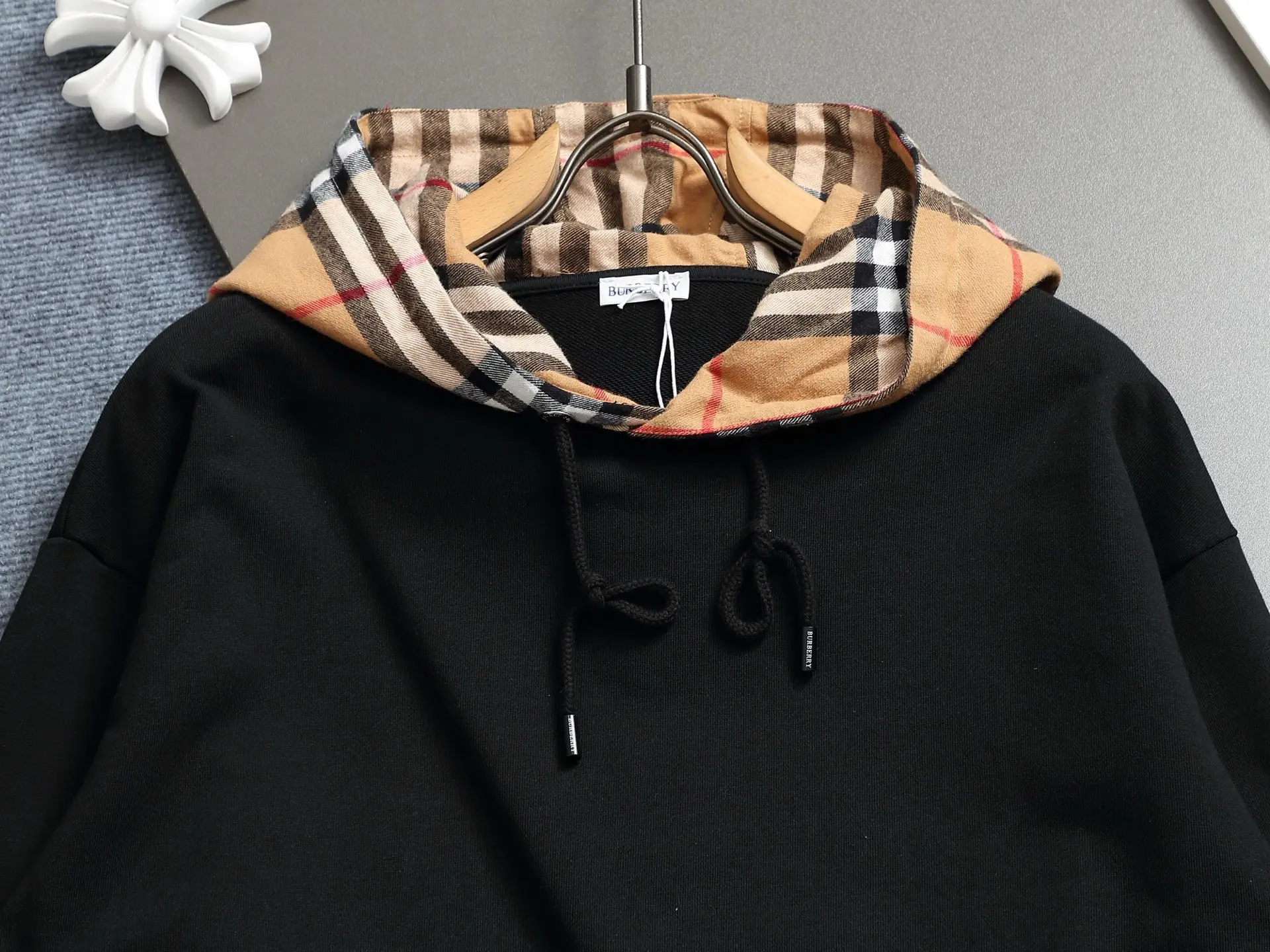 Vintage Check Lined Cotton-Blend Hoodie D19021984 — view 3