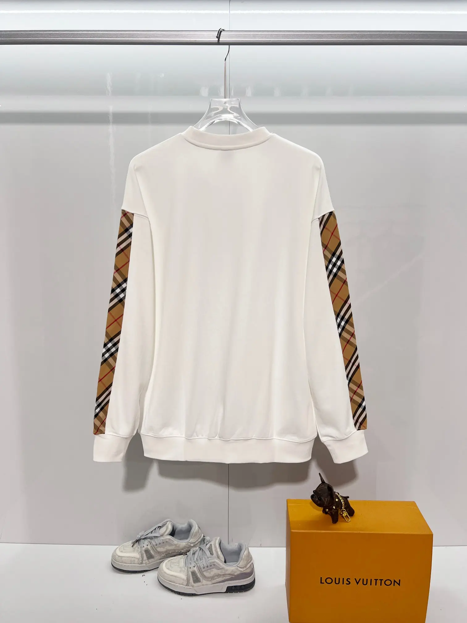 Check-Panel Cotton-Jersey Sweatshirt D19022871 — view 2