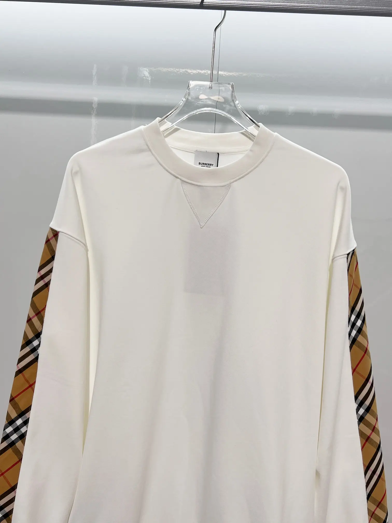 Check-Panel Cotton-Jersey Sweatshirt D19022871 — view 3