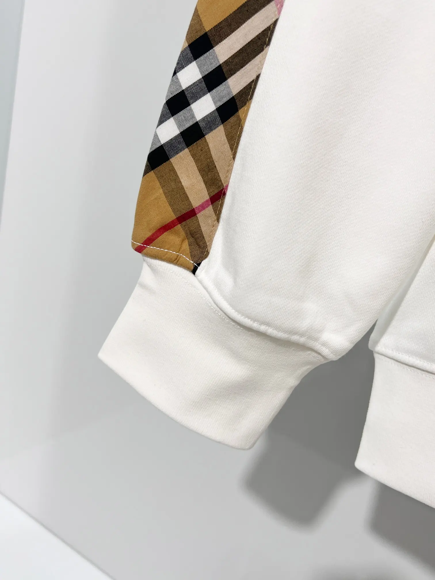Check-Panel Cotton-Jersey Sweatshirt D19022871 — view 5