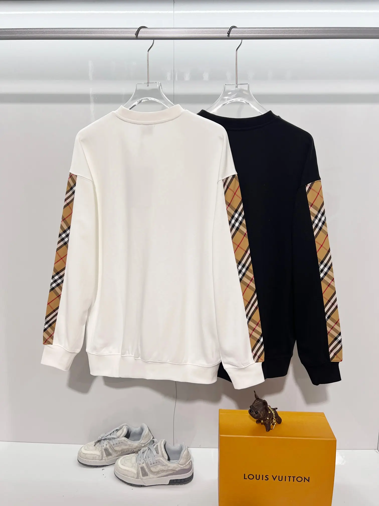 Check-Panel Cotton-Jersey Sweatshirt D19022871 — view 10