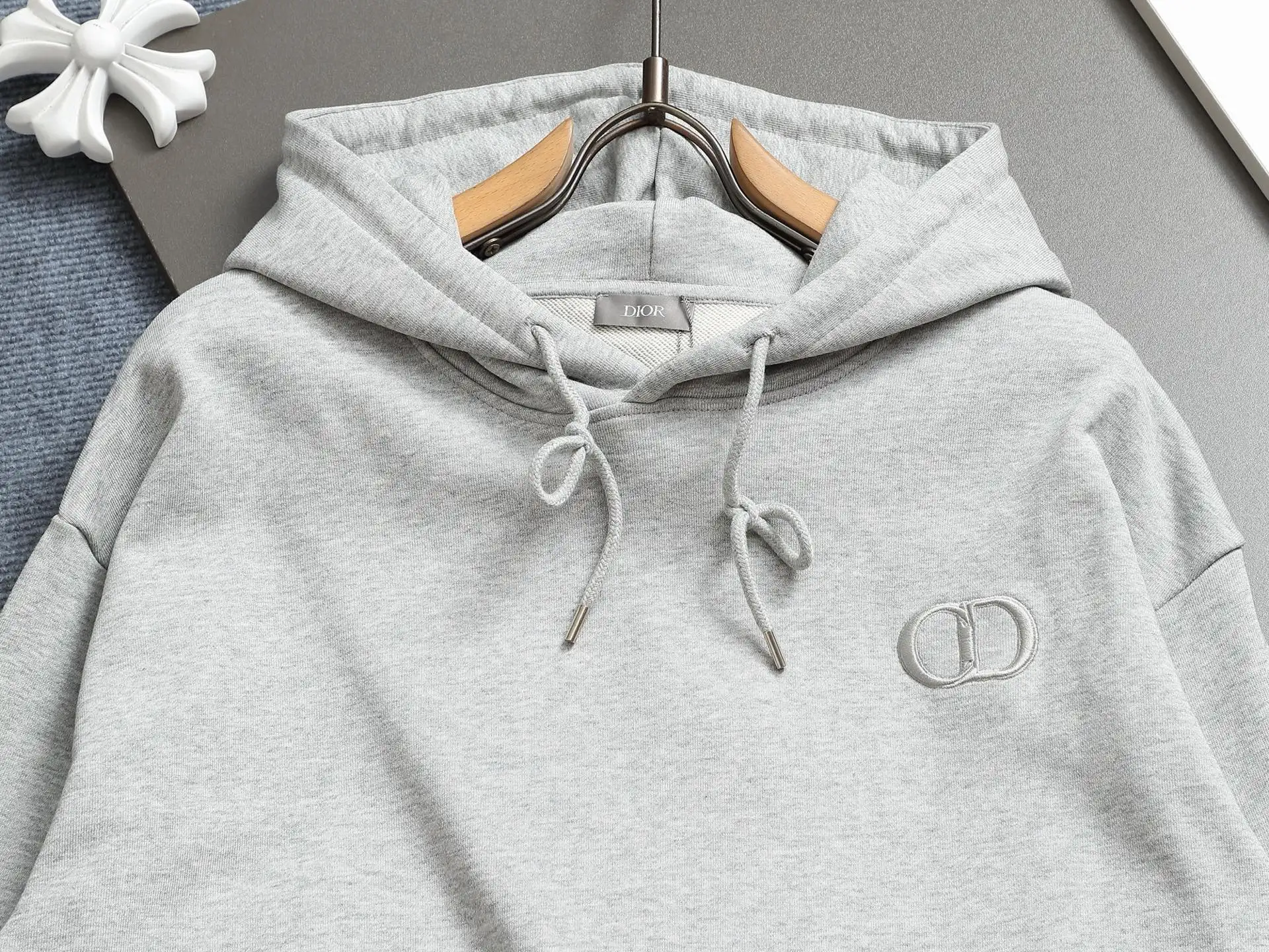CD Icon Embroidered Cotton-Blend Hoodie D19021975 — view 3