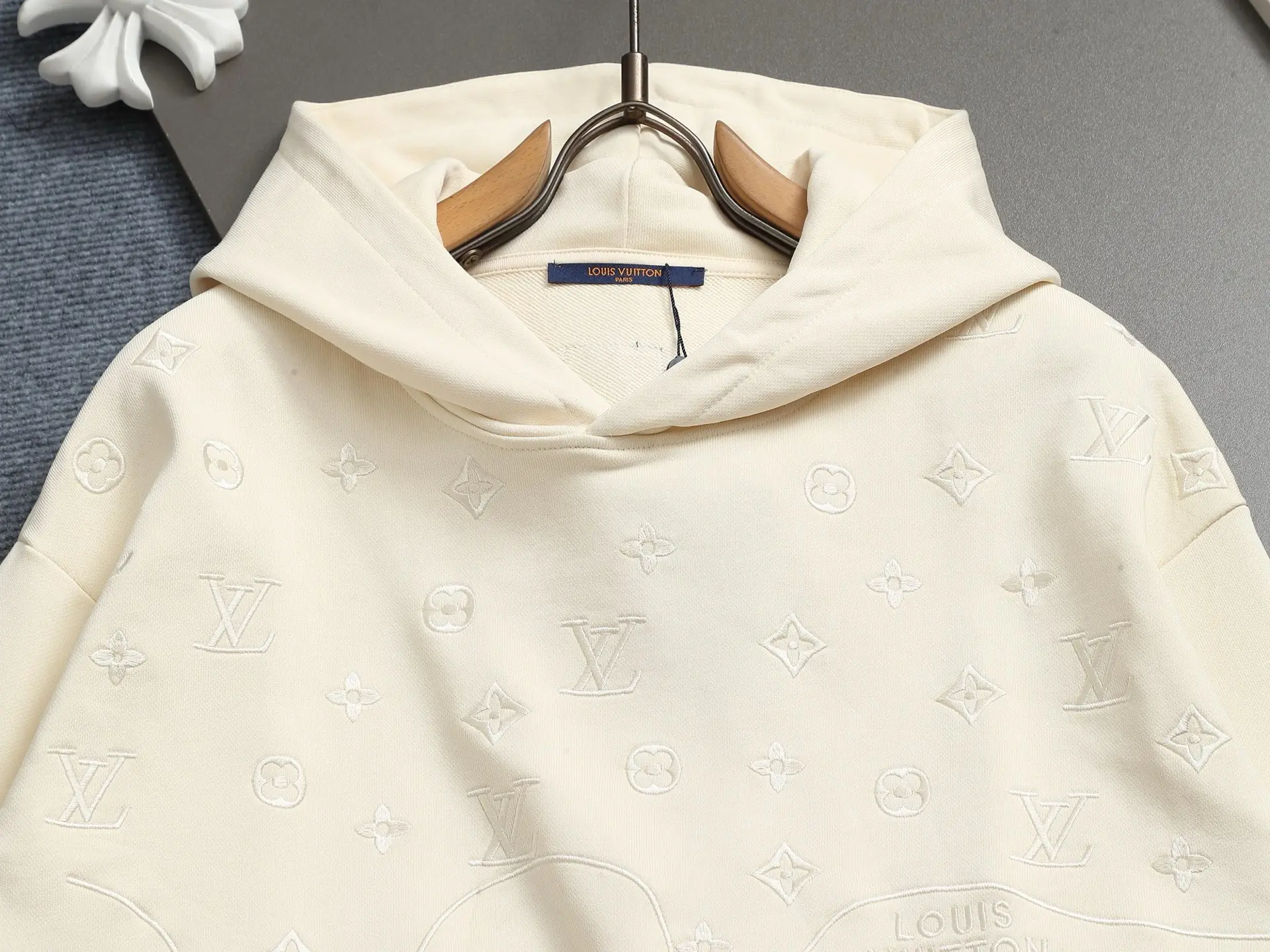 Monogram Embroidered Cotton-Blend Hoodie D19022004 — view 3
