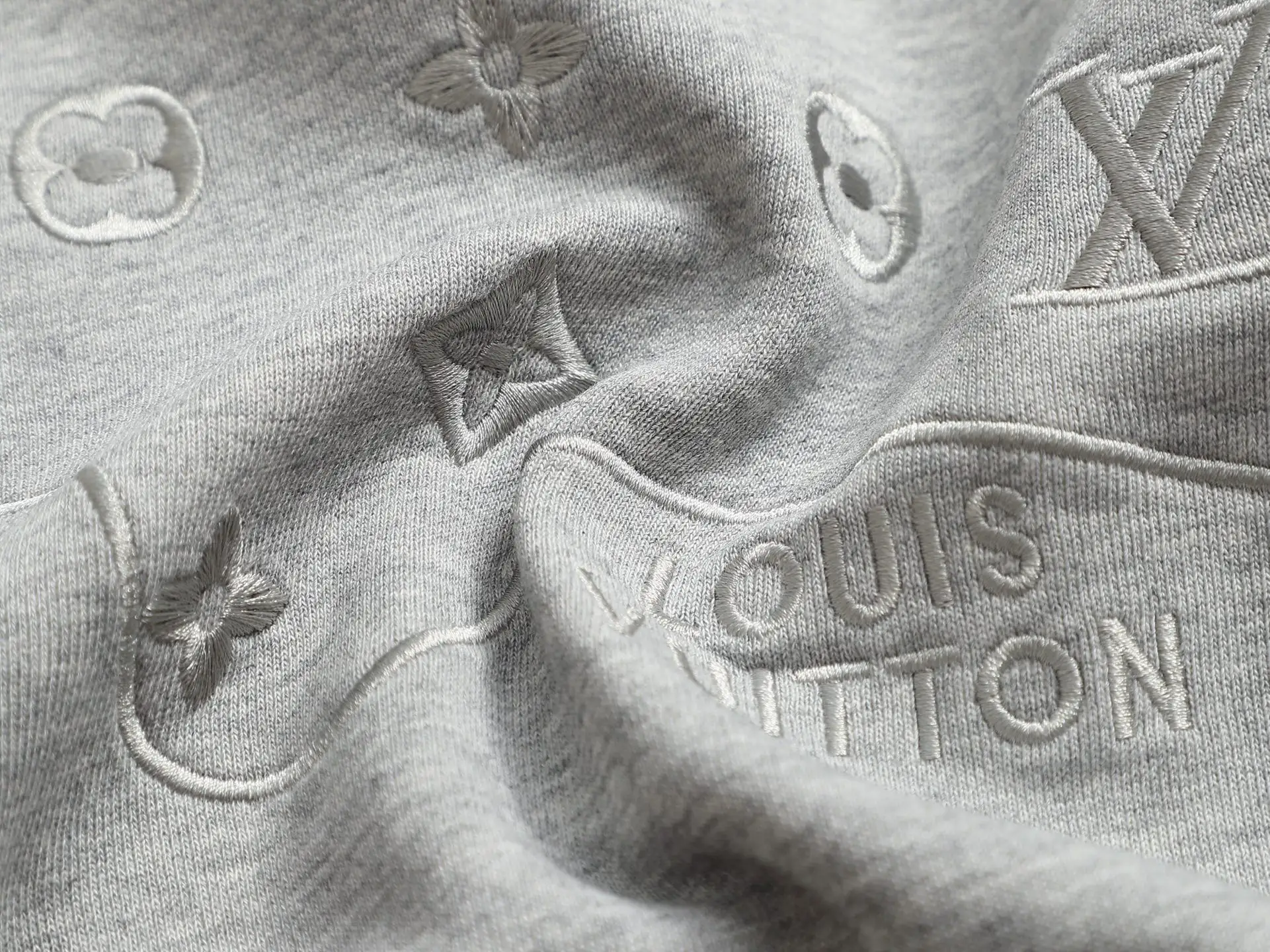 Monogram Embroidered Cotton-Blend Hoodie D19022003 — view 10