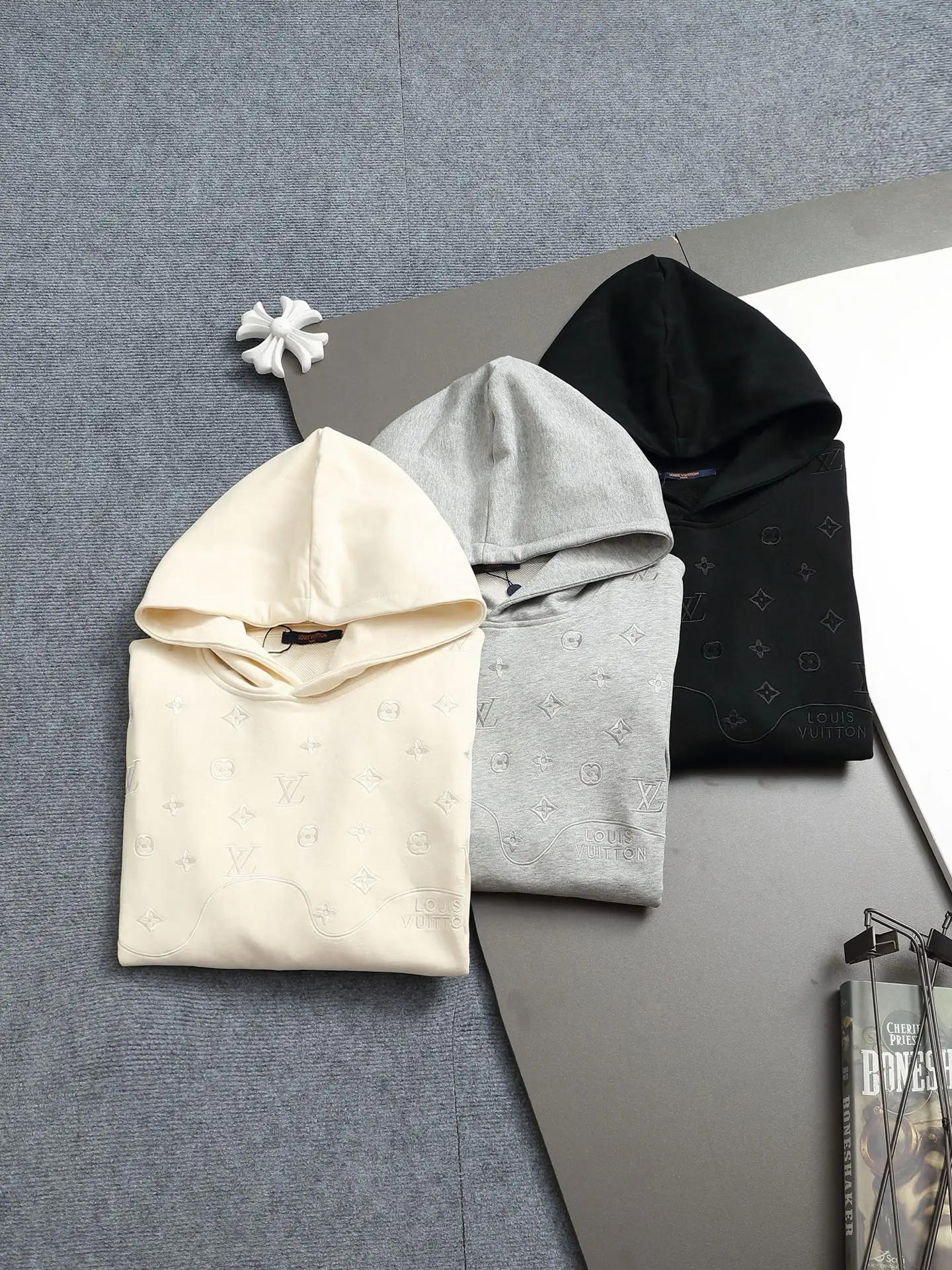 Monogram Embroidered Cotton-Blend Hoodie D19022003 — view 14