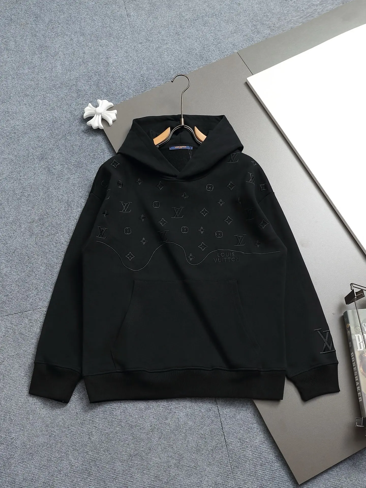 Monogram Embroidered Cotton-Blend Hoodie D19022005