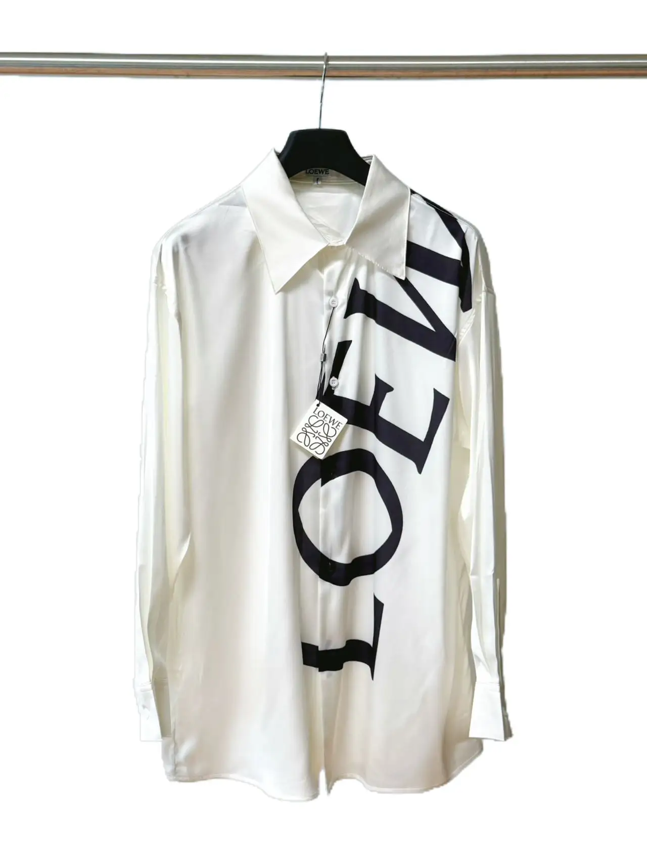Logo Print Silk Long-Sleeved Shirt D19019825