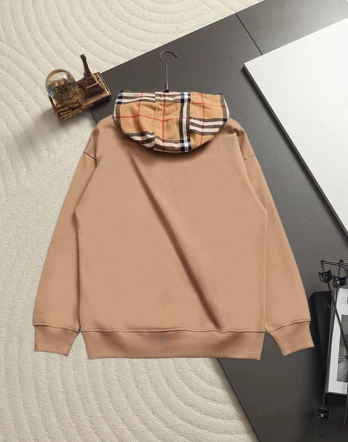 Check-Lined Cotton-Blend Hoodie D19520223 — view 3