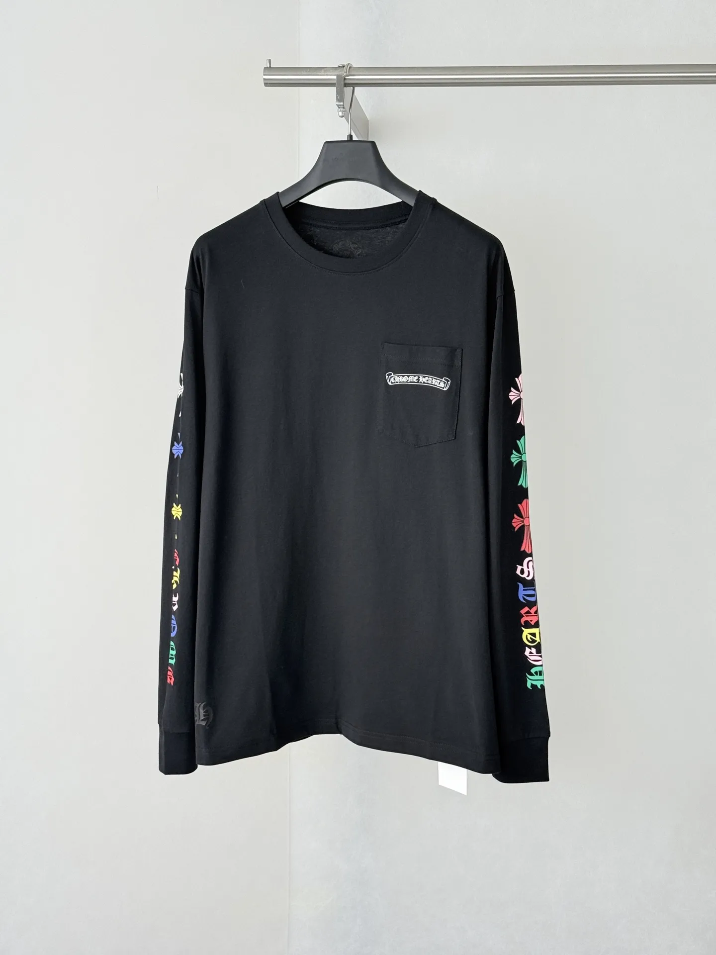 Multicolor Cross Print Long-Sleeve T-Shirt D19522624
