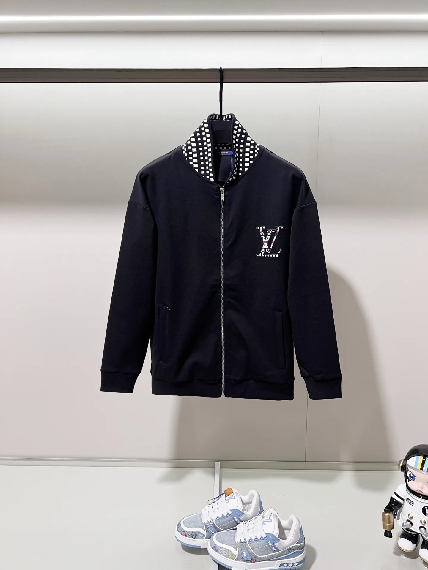 Damier Collar Embroidered Logo Track Jacket D19520060