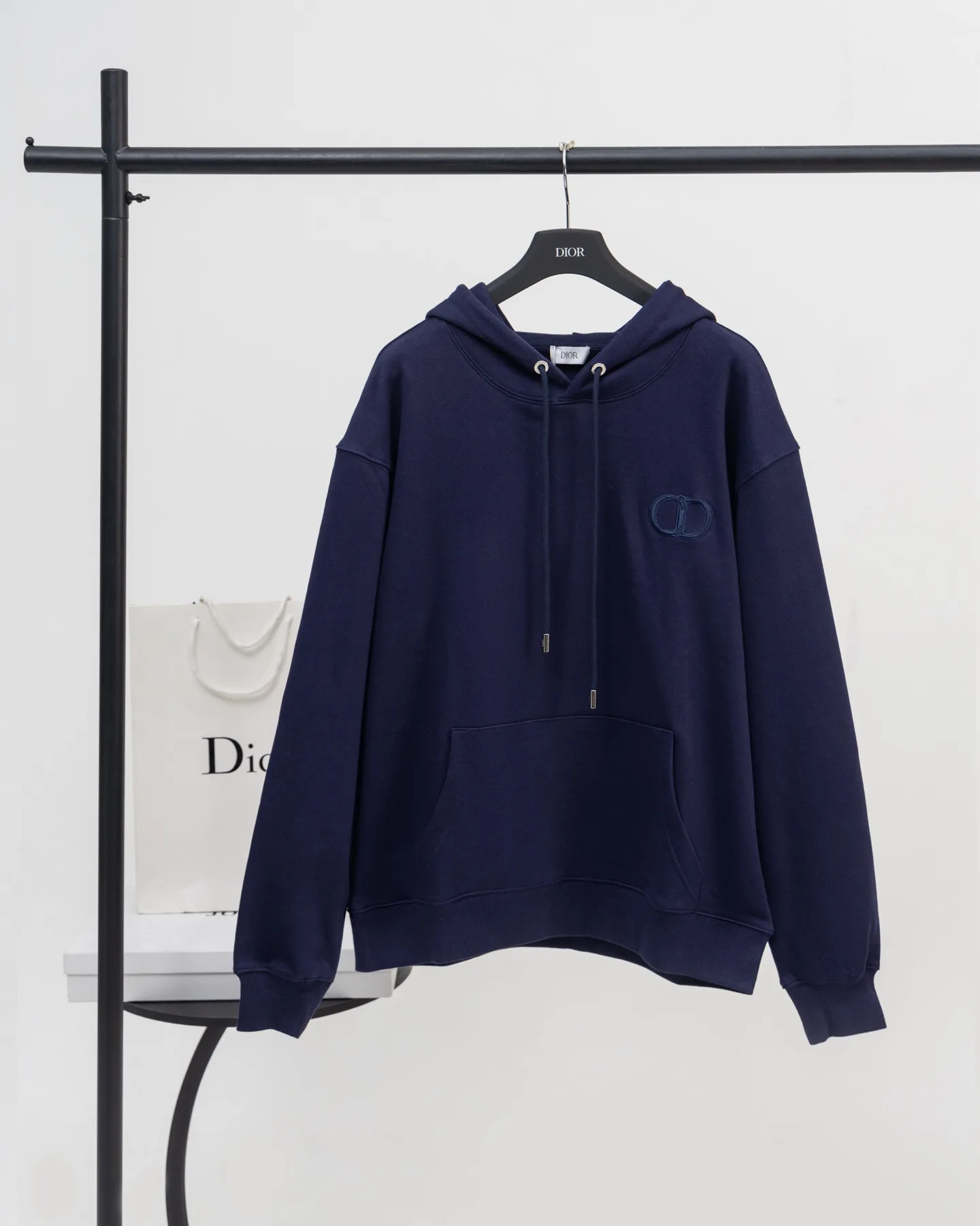 CD Icon Embroidered Cotton-Jersey Hoodie D19519910