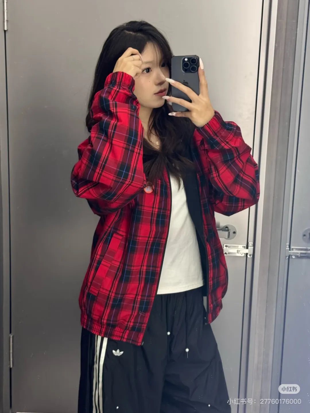 Valentine's Day Reversible Plaid Track Jacket D20021764 — view 7