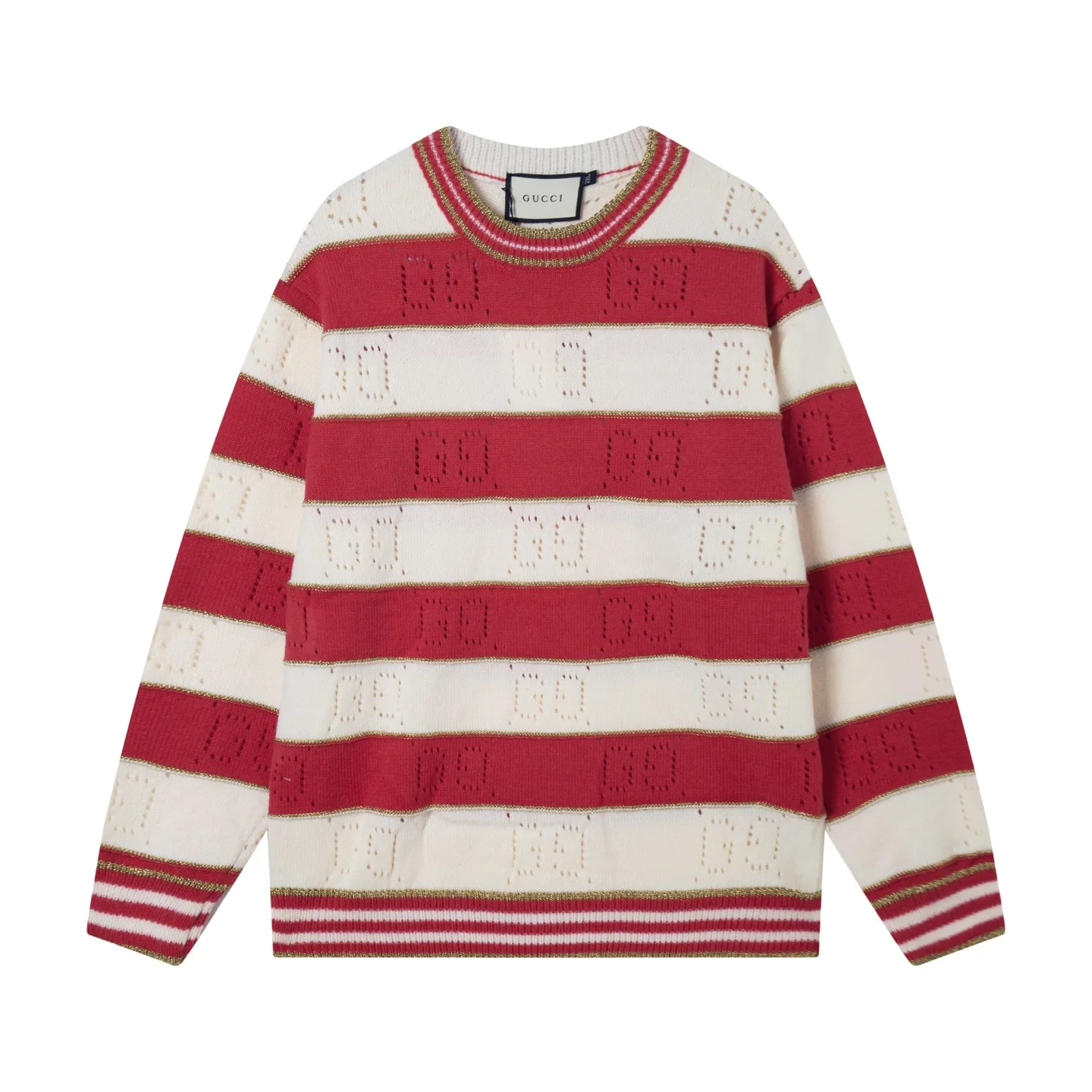 Striped GG Perforated Wool Sweater D20022069