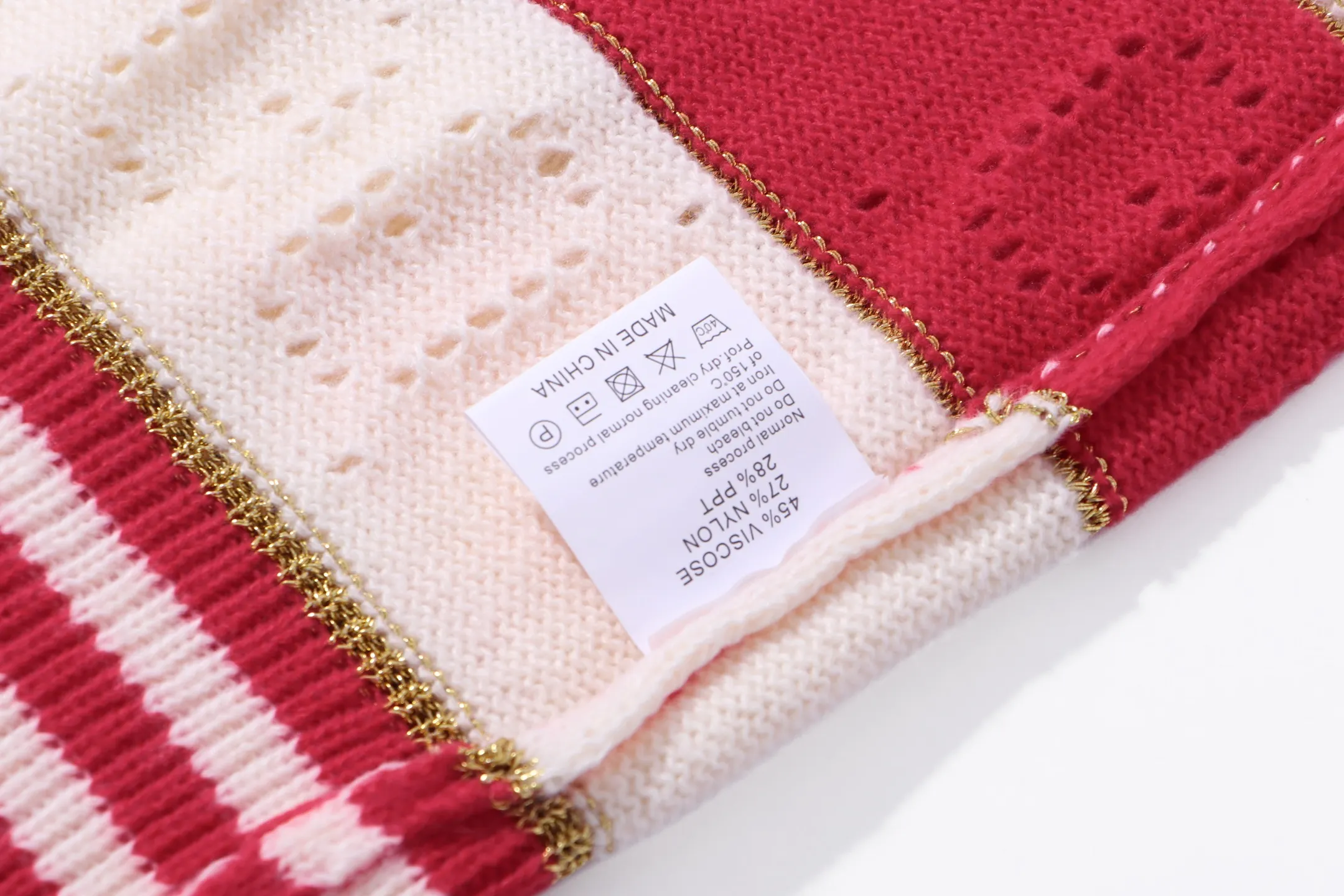 Striped GG Perforated Wool Sweater D20022069 — view 5