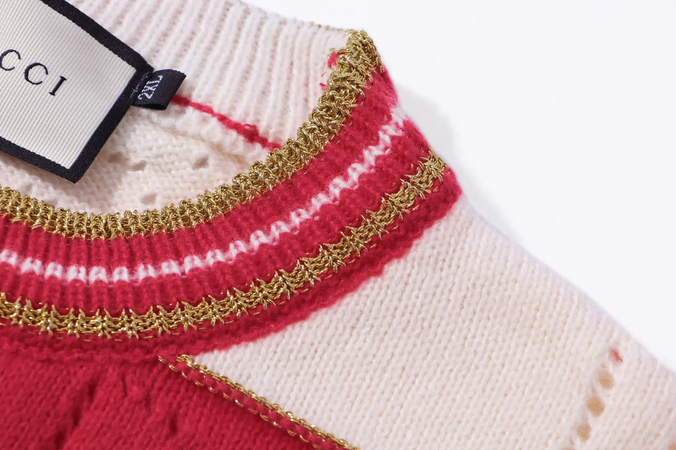 Striped GG Perforated Wool Sweater D20022069 — view 8