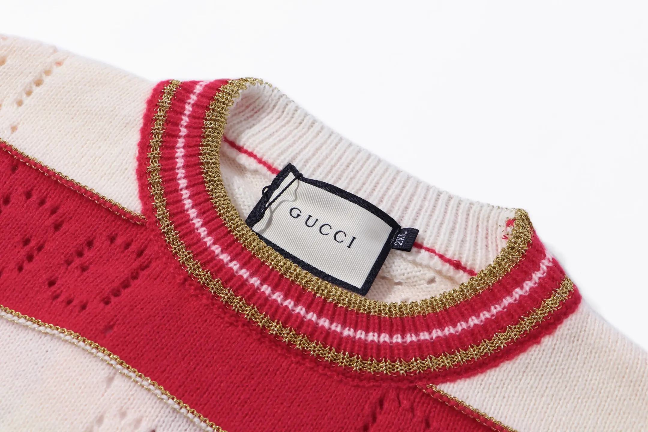 Striped GG Perforated Wool Sweater D20022069 — view 9