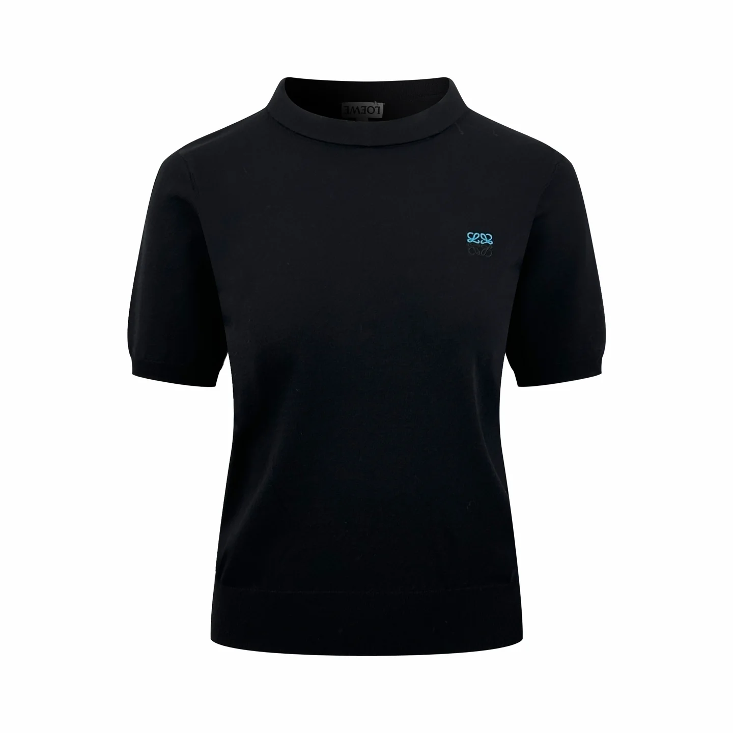 Anagram Embroidered Short-Sleeve Wool Sweater D20021403