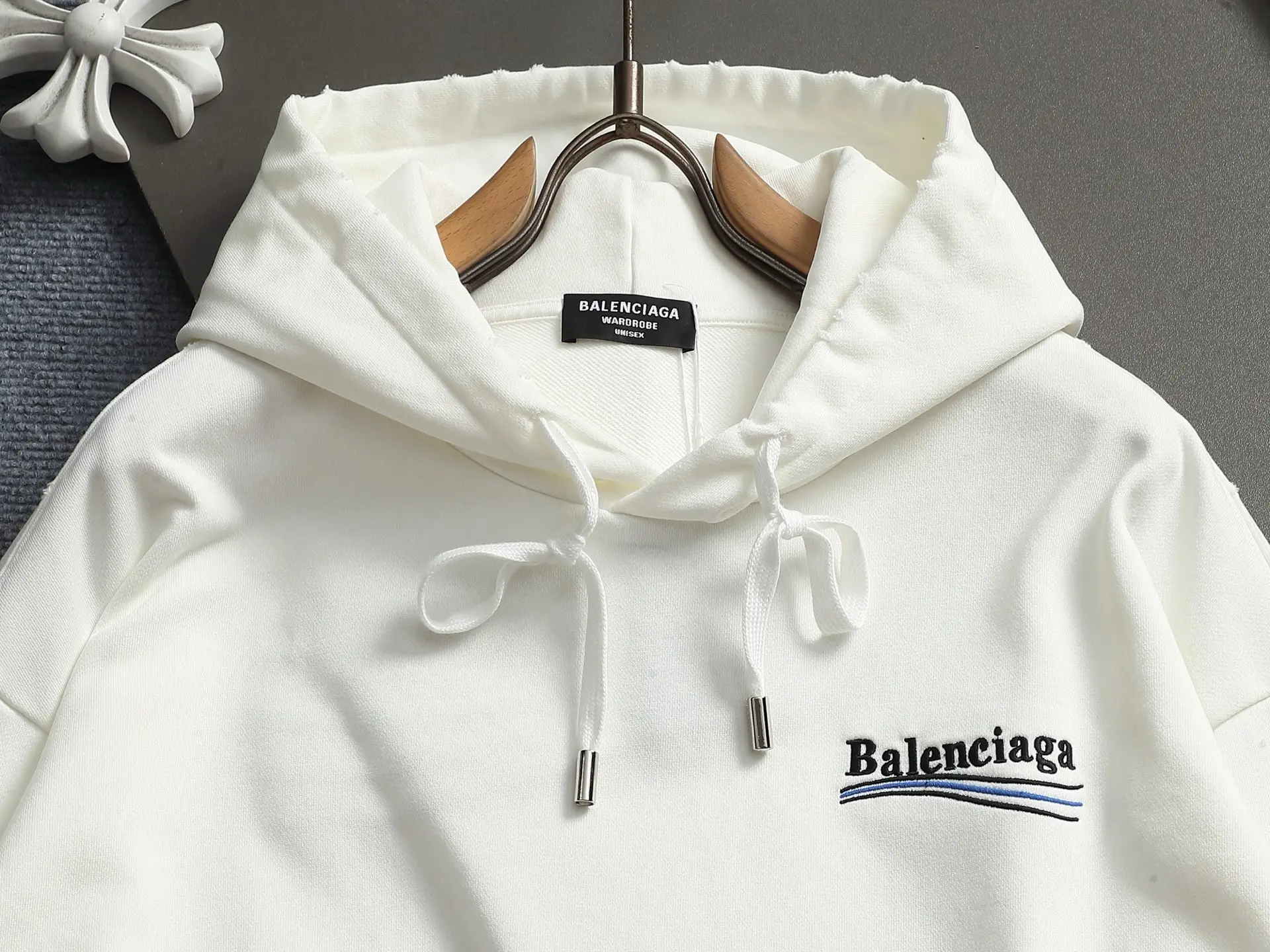 Logo-Embroidered Distressed Cotton Hoodie D20022019 — view 2
