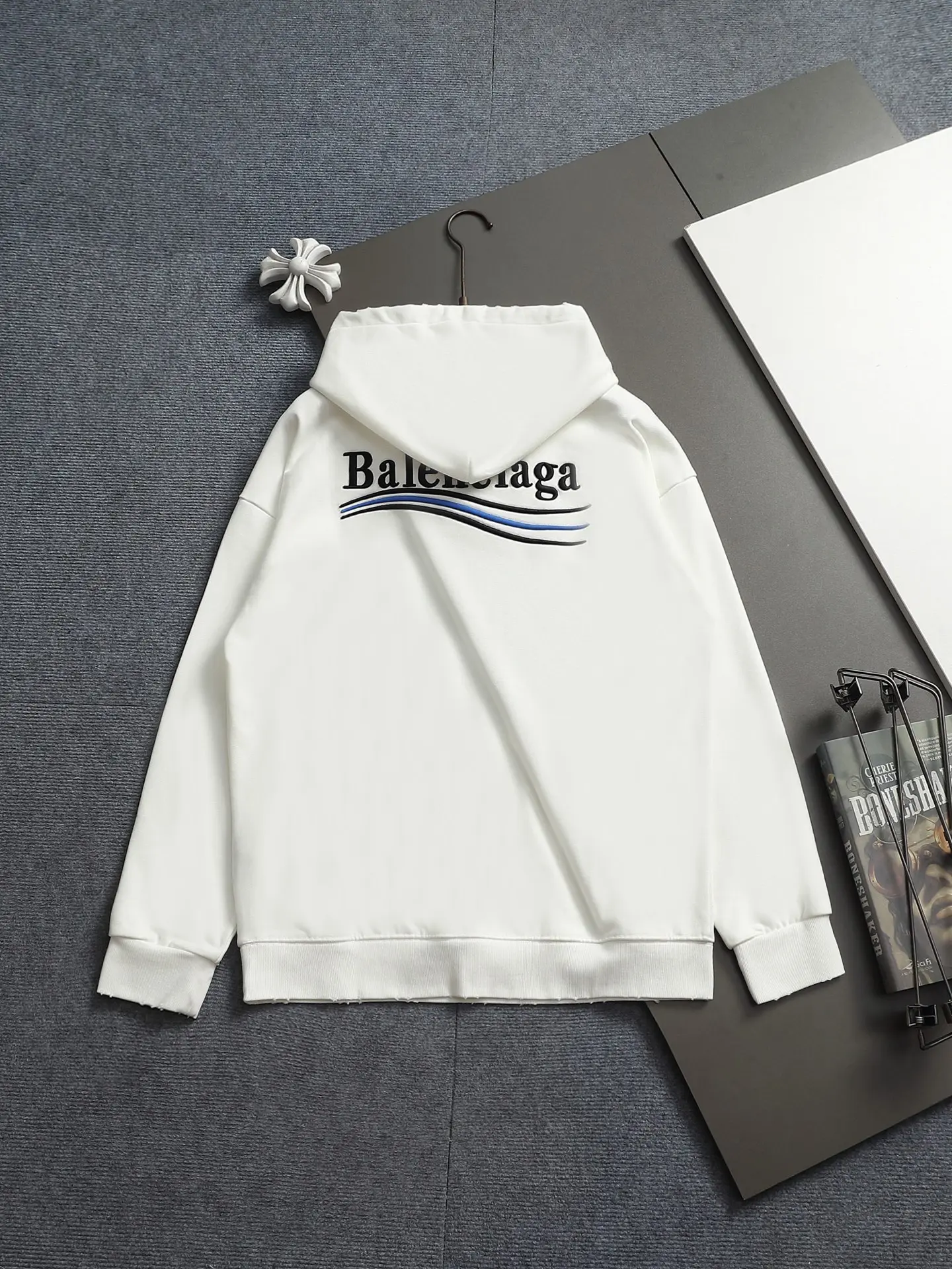 Logo-Embroidered Distressed Cotton Hoodie D20022019 — view 13
