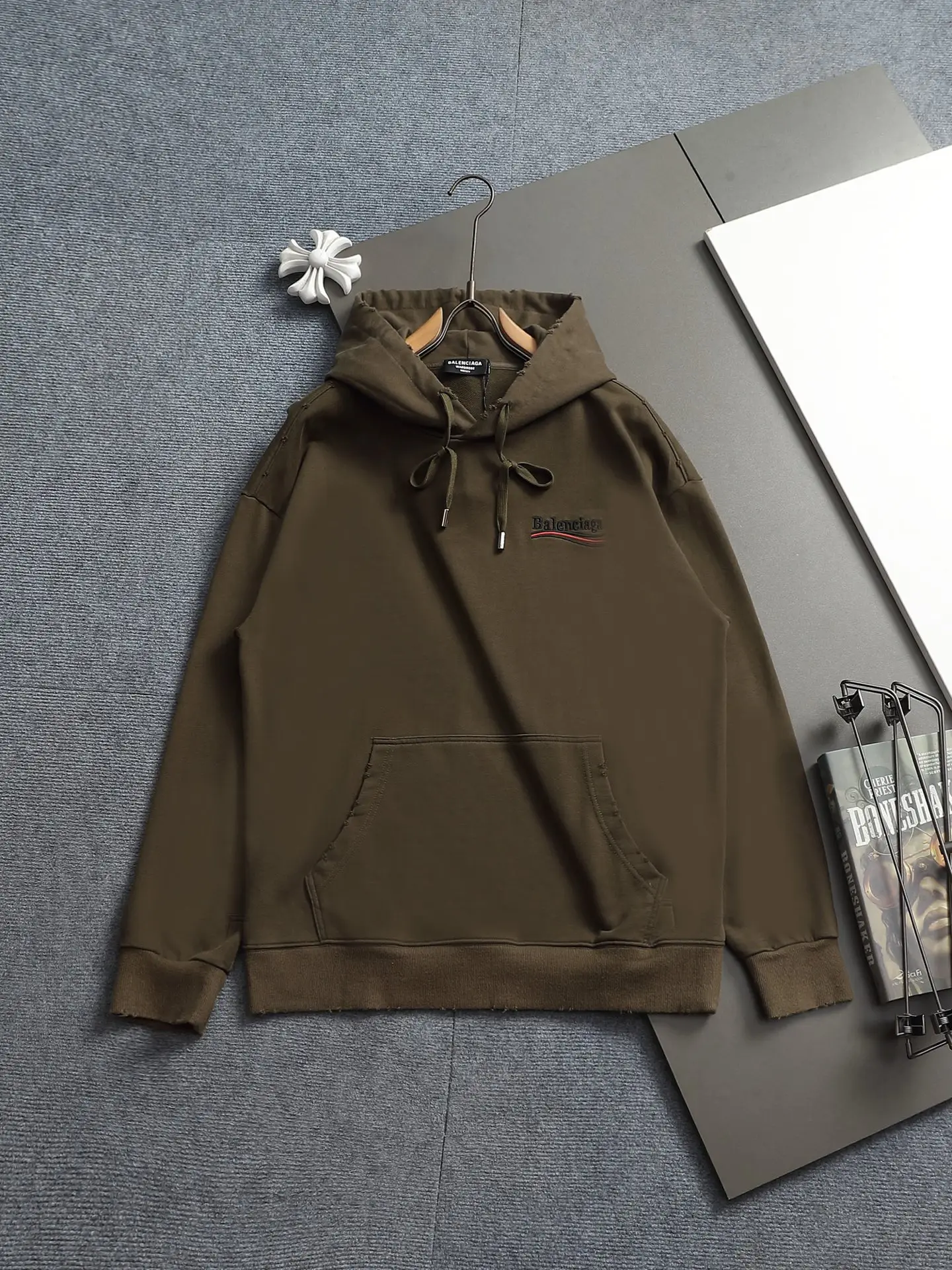 Distressed Logo Embroidery Oversized Hoodie D20022021