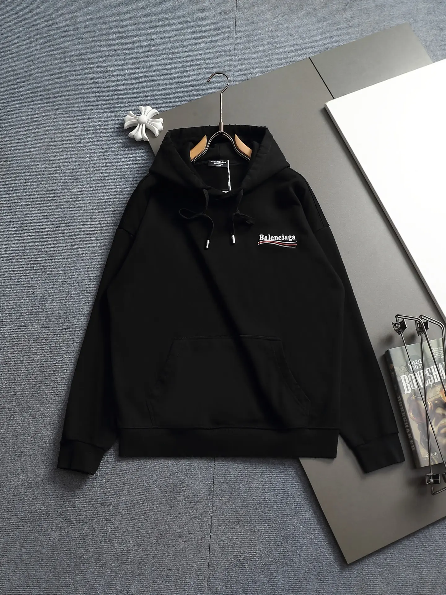 Logo-Embroidered Distressed Cotton Hoodie D20022020