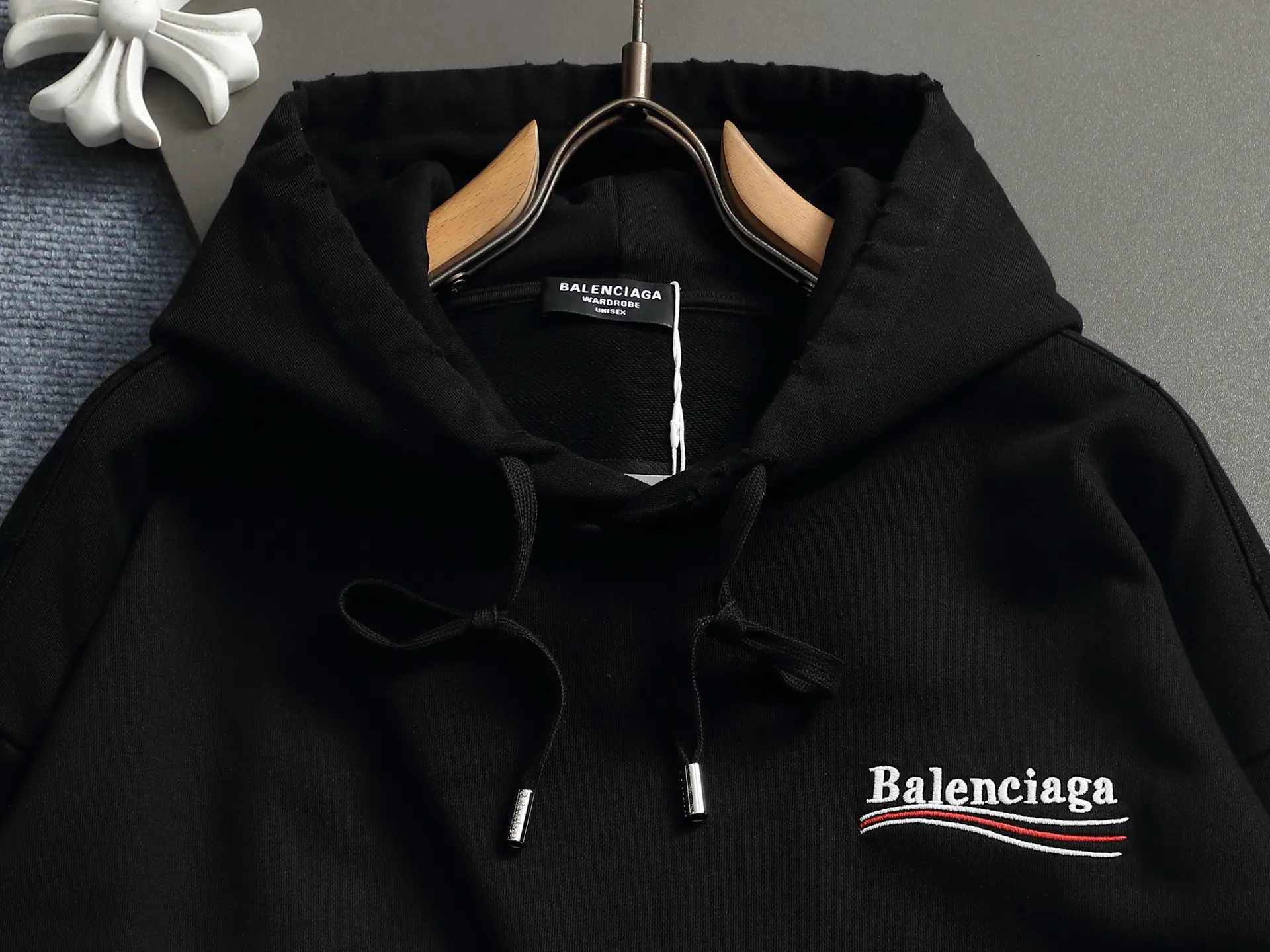 Logo-Embroidered Distressed Cotton Hoodie D20022020 — view 2