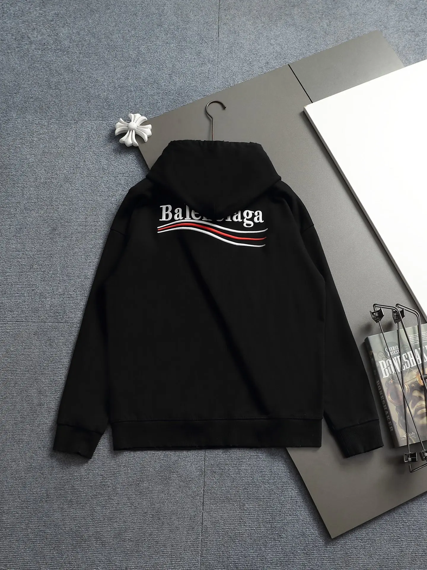 Logo-Embroidered Distressed Cotton Hoodie D20022020 — view 13
