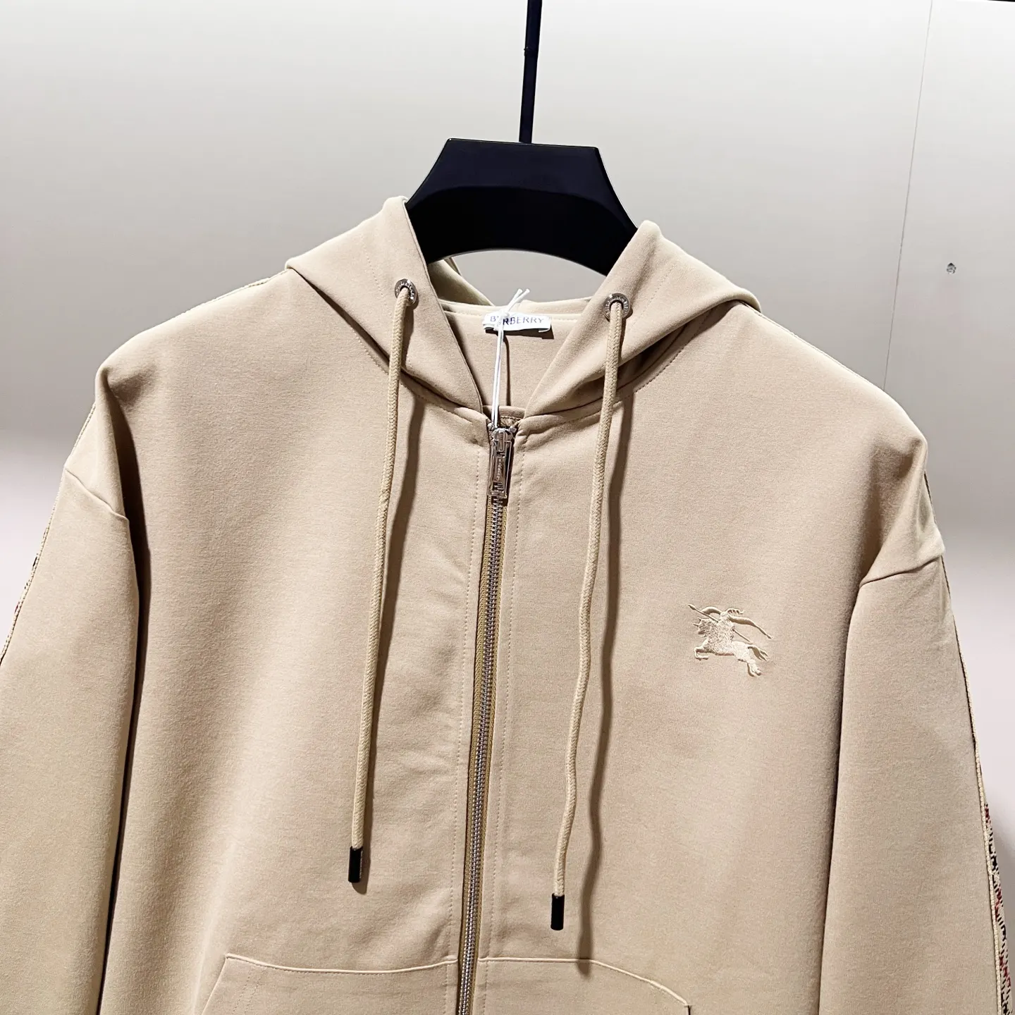 Check-Trim Embroidered Zip-Up Hoodie D20020057 — view 4