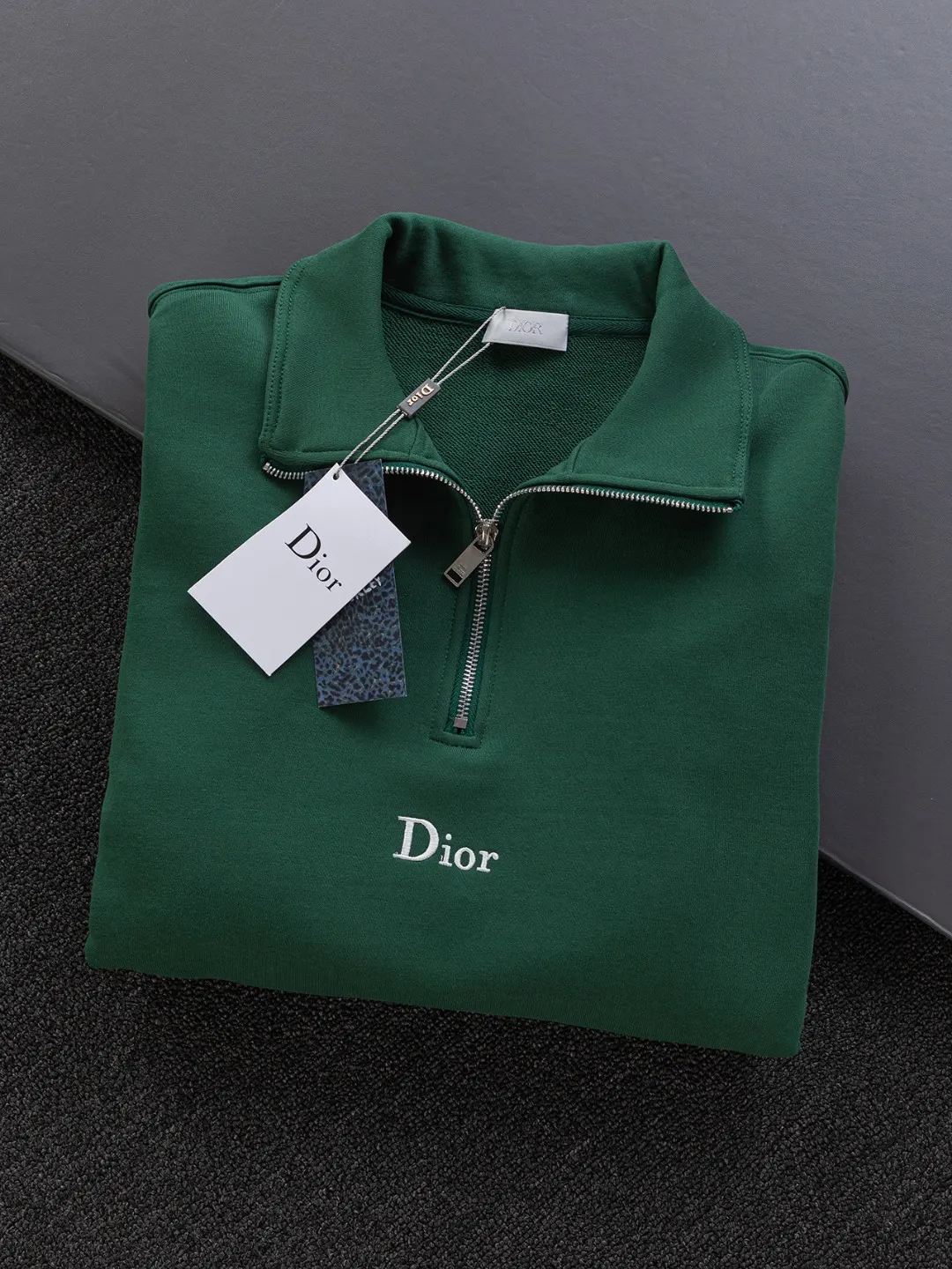Logo-Embroidered Quarter-Zip Cotton Sweatshirt D20022832 — view 3