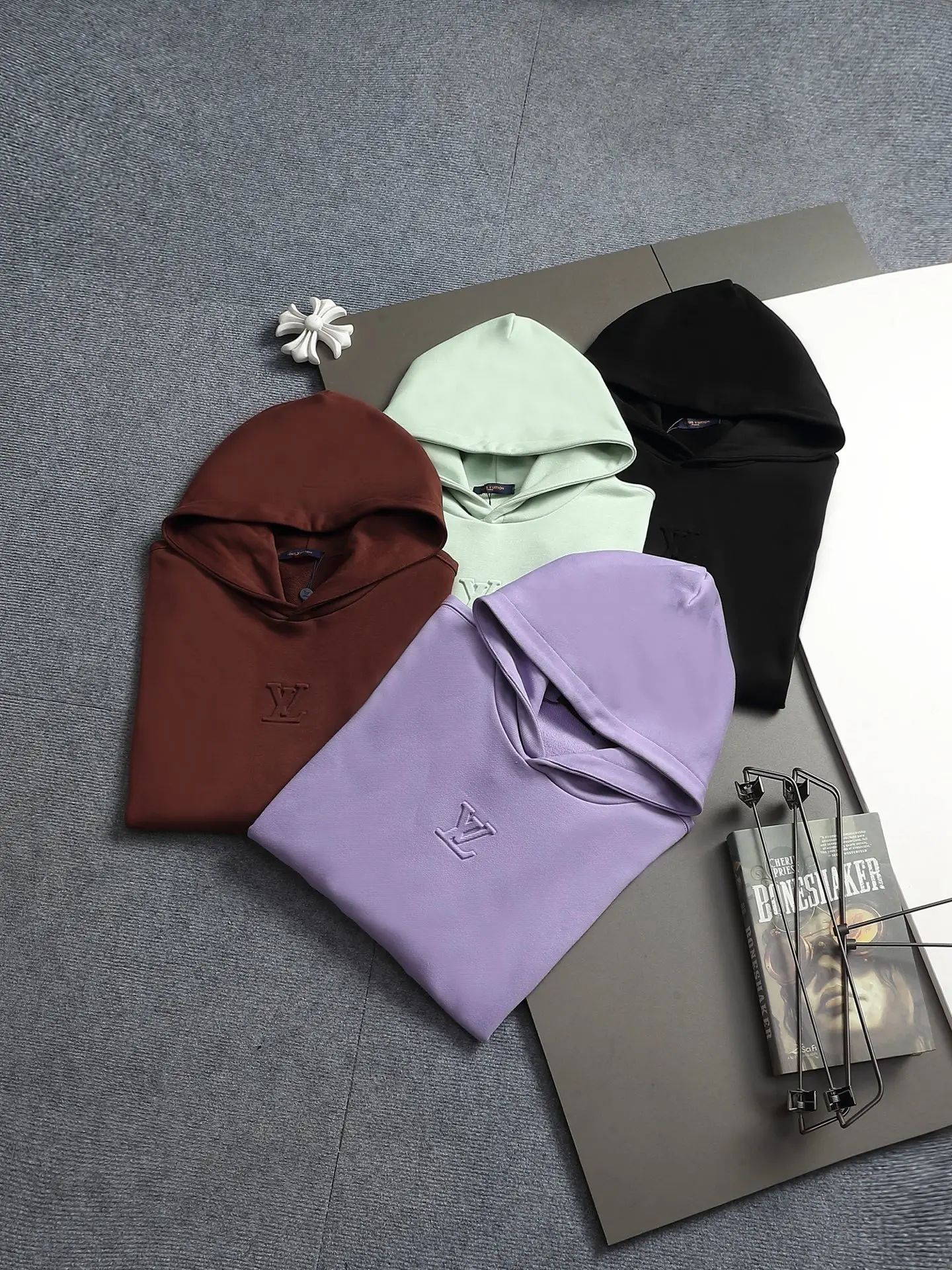 Embossed Logo Cotton-Blend Hoodie D20022014 — view 12