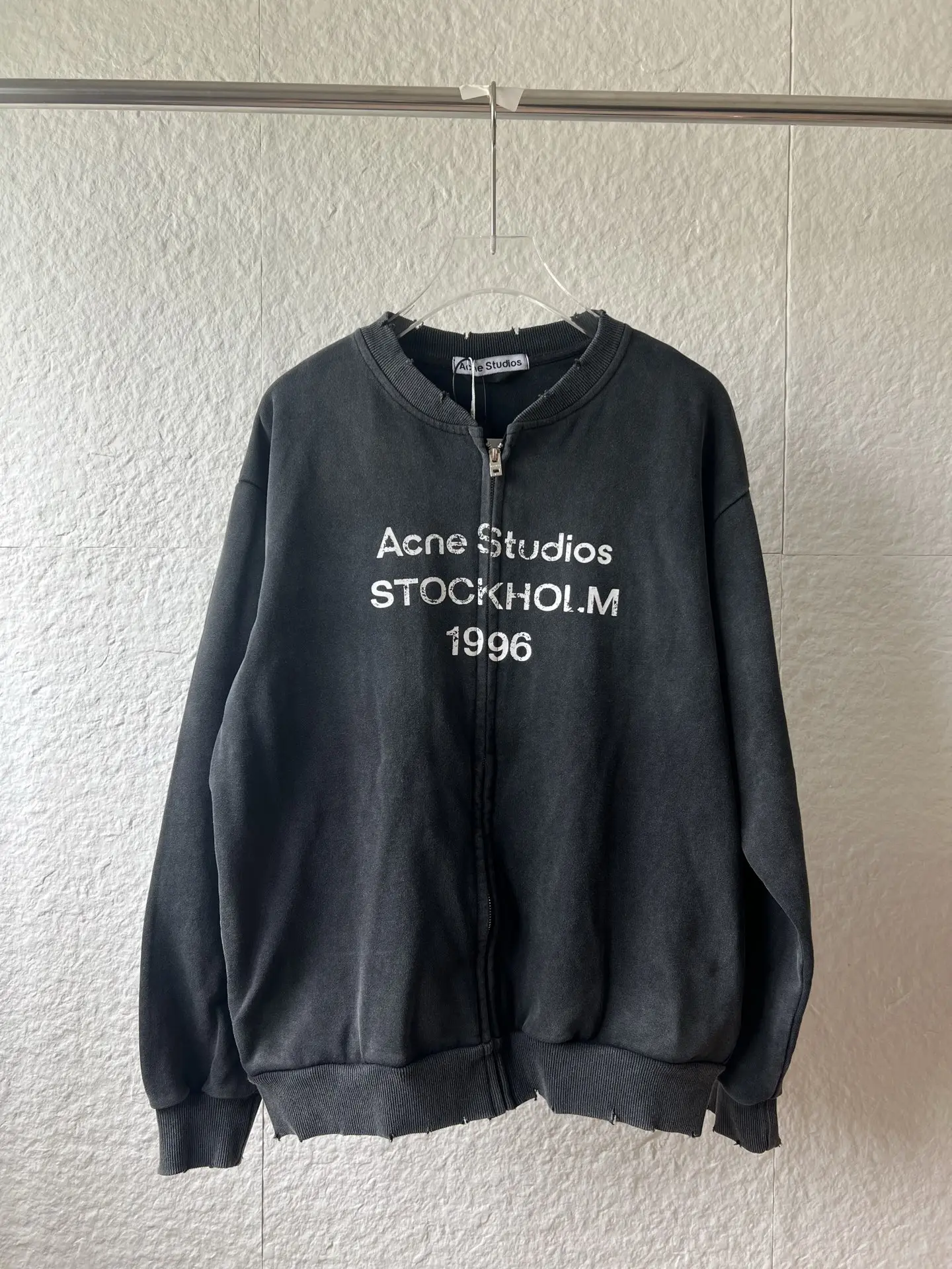 1996 Logo Distressed Zip-Up Sweatshirt D20521559