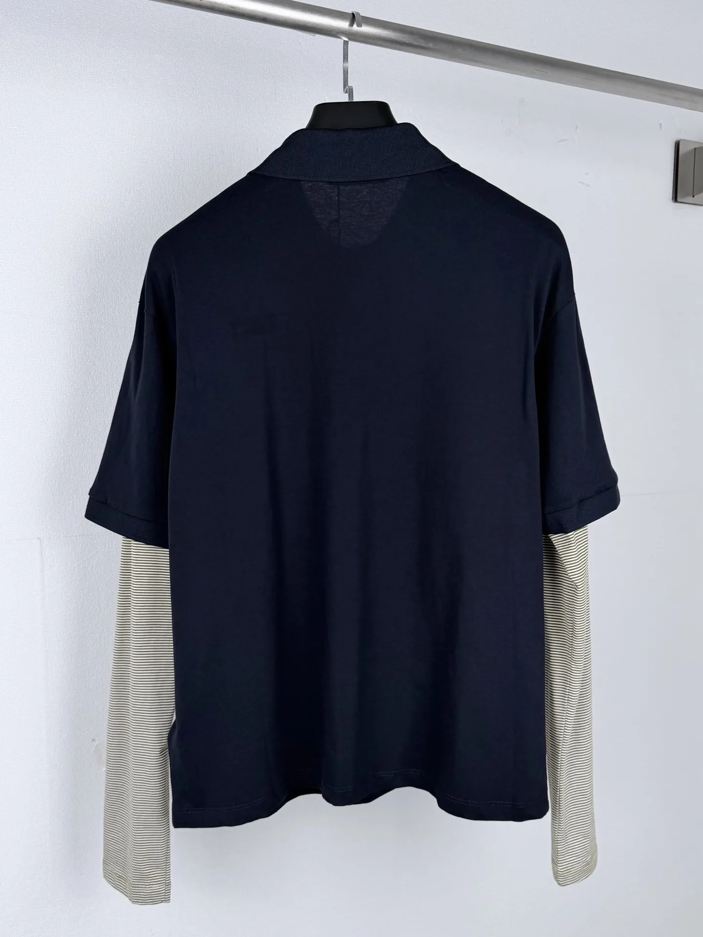Layered Striped Long-Sleeve Polo Shirt D21020001 — view 3