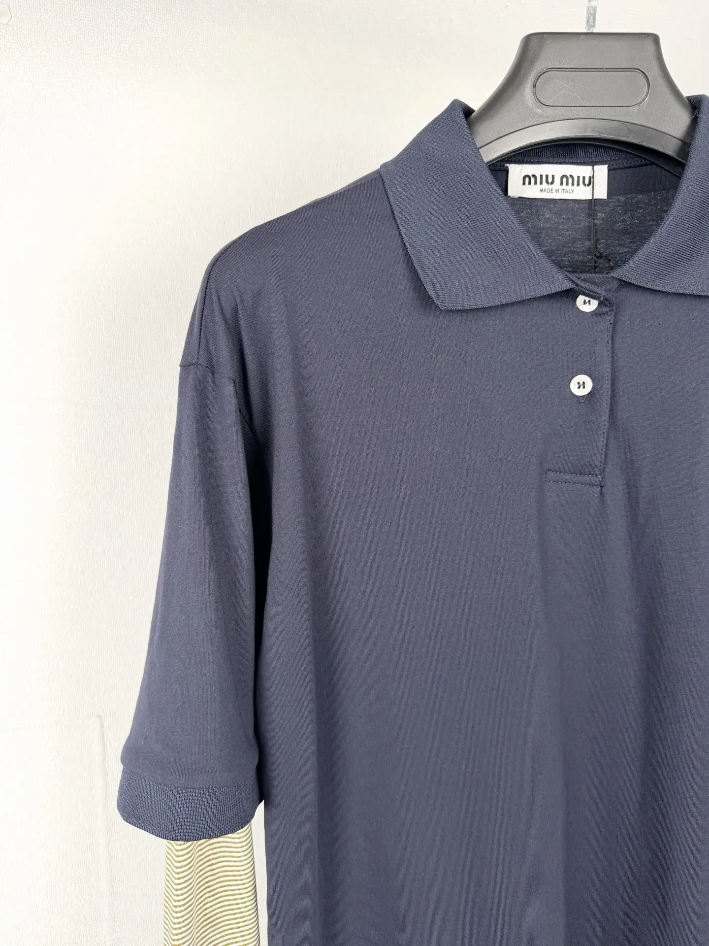 Layered Striped Long-Sleeve Polo Shirt D21020001 — view 7