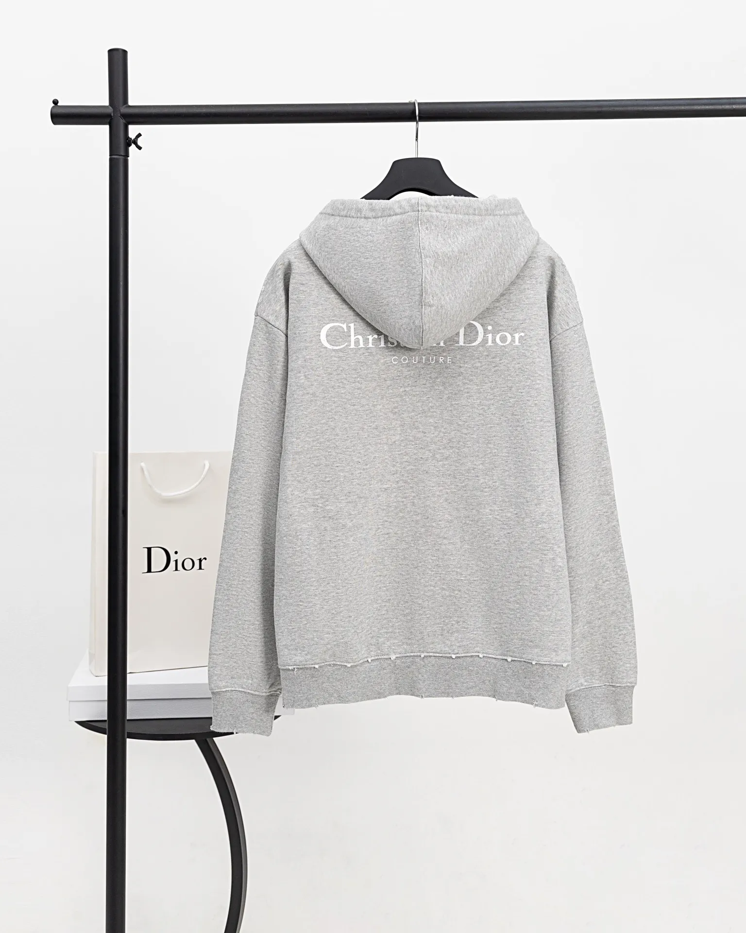 Logo-Embroidered Distressed Cotton-Jersey Hoodie D21019872 — view 2