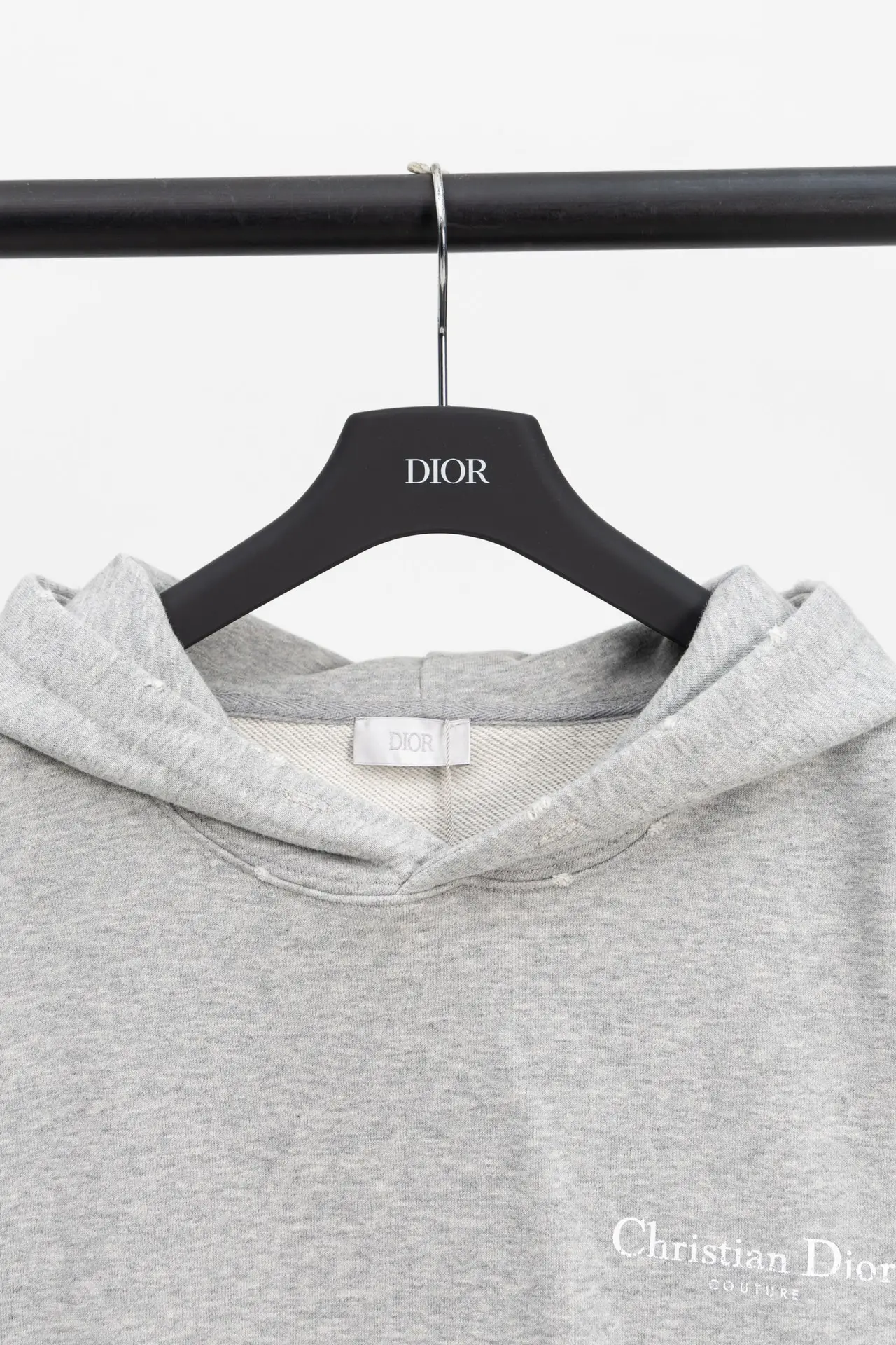 Logo-Embroidered Distressed Cotton-Jersey Hoodie D21019872 — view 4