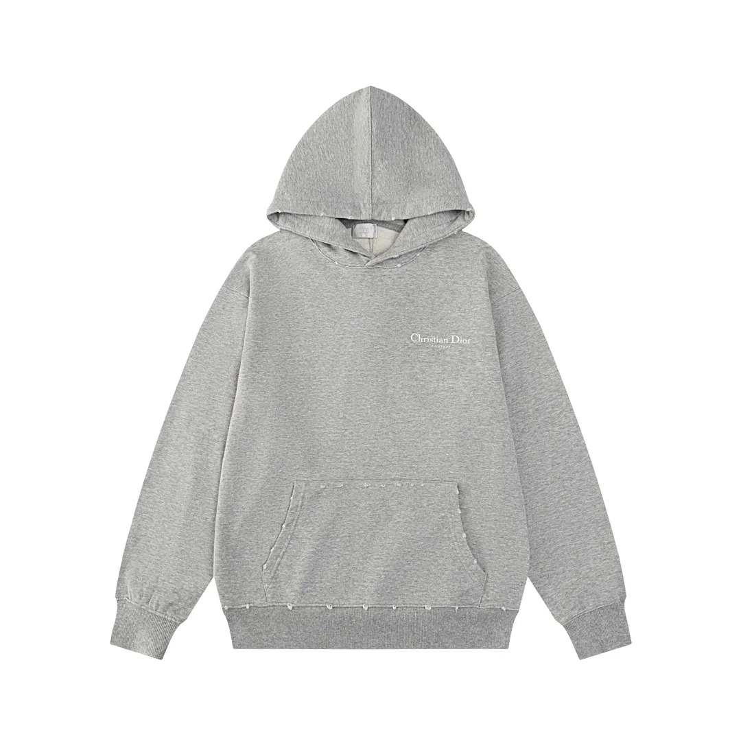 Logo-Embroidered Distressed Cotton-Jersey Hoodie D21019873 — view 2