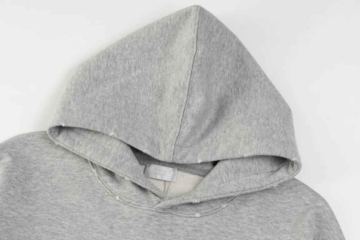Logo-Embroidered Distressed Cotton-Jersey Hoodie D21019873 — view 4