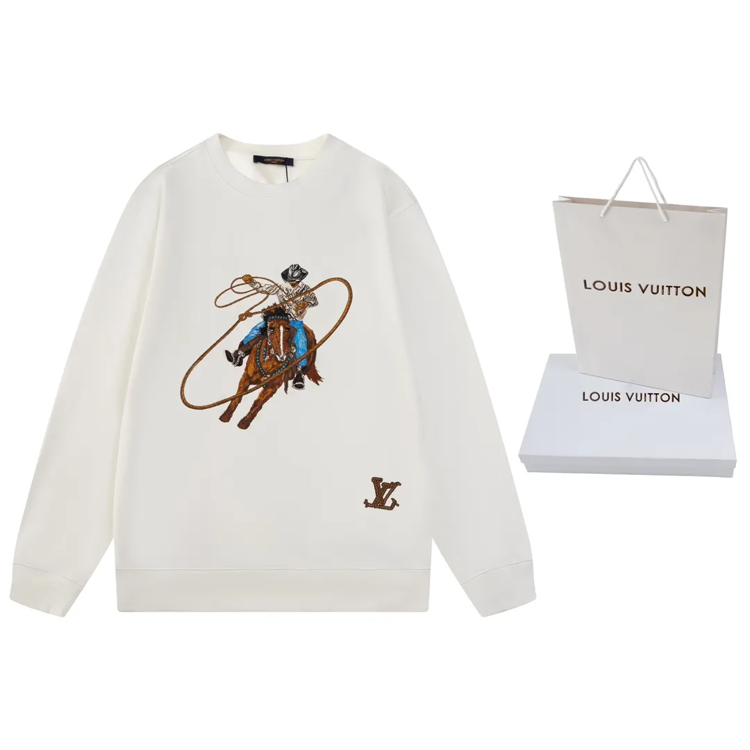 Embroidered Cowboy Motif Crew-Neck Sweatshirt D21019895