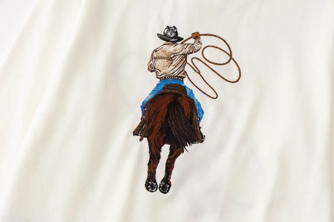 Embroidered Cowboy Motif Crew-Neck Sweatshirt D21019895 — view 7
