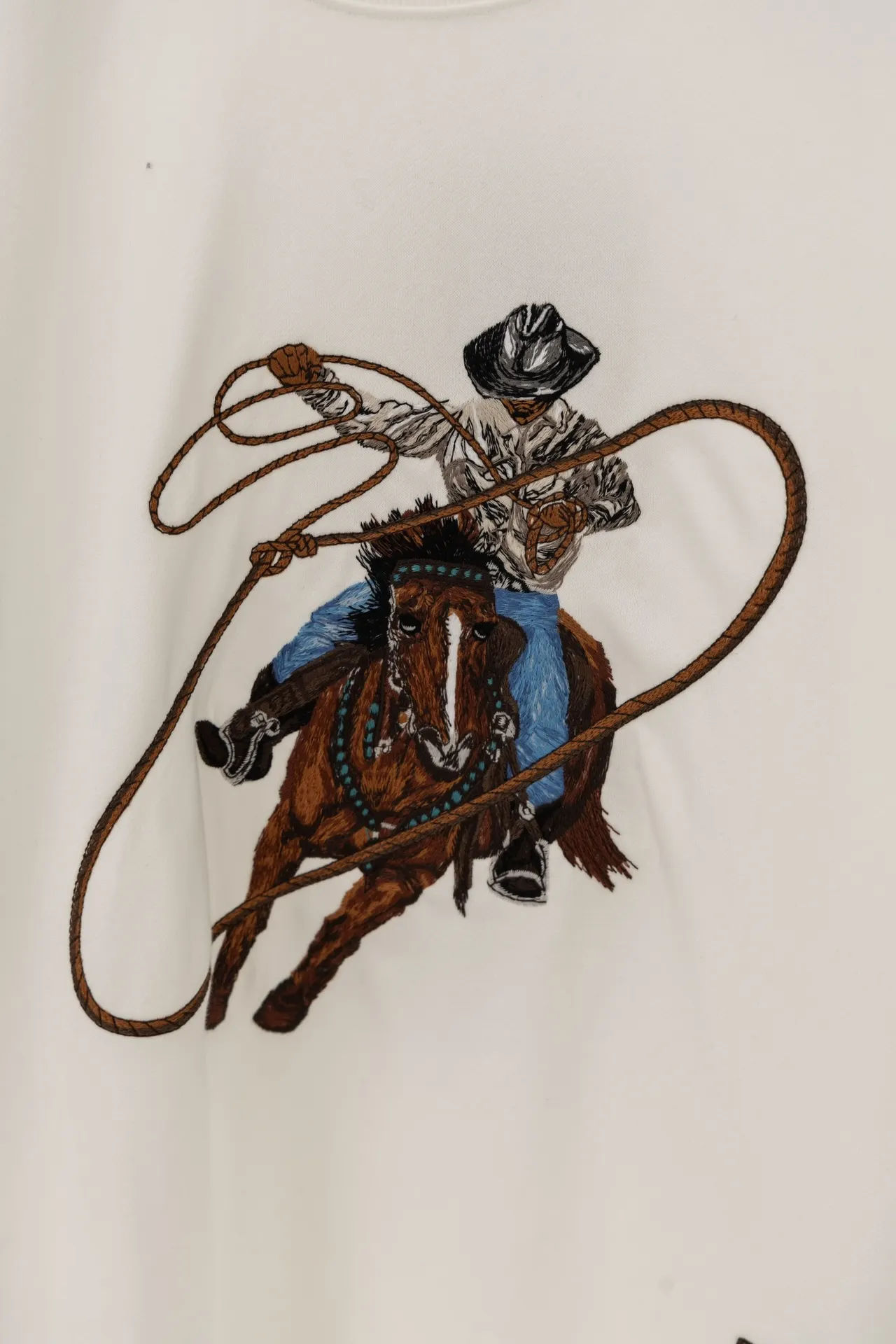 Embroidered Cowboy Motif Cotton Sweatshirt D21019894 — view 4