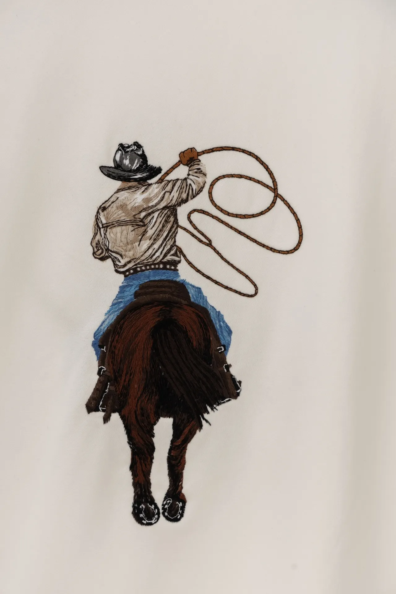 Embroidered Cowboy Motif Cotton Sweatshirt D21019894 — view 5