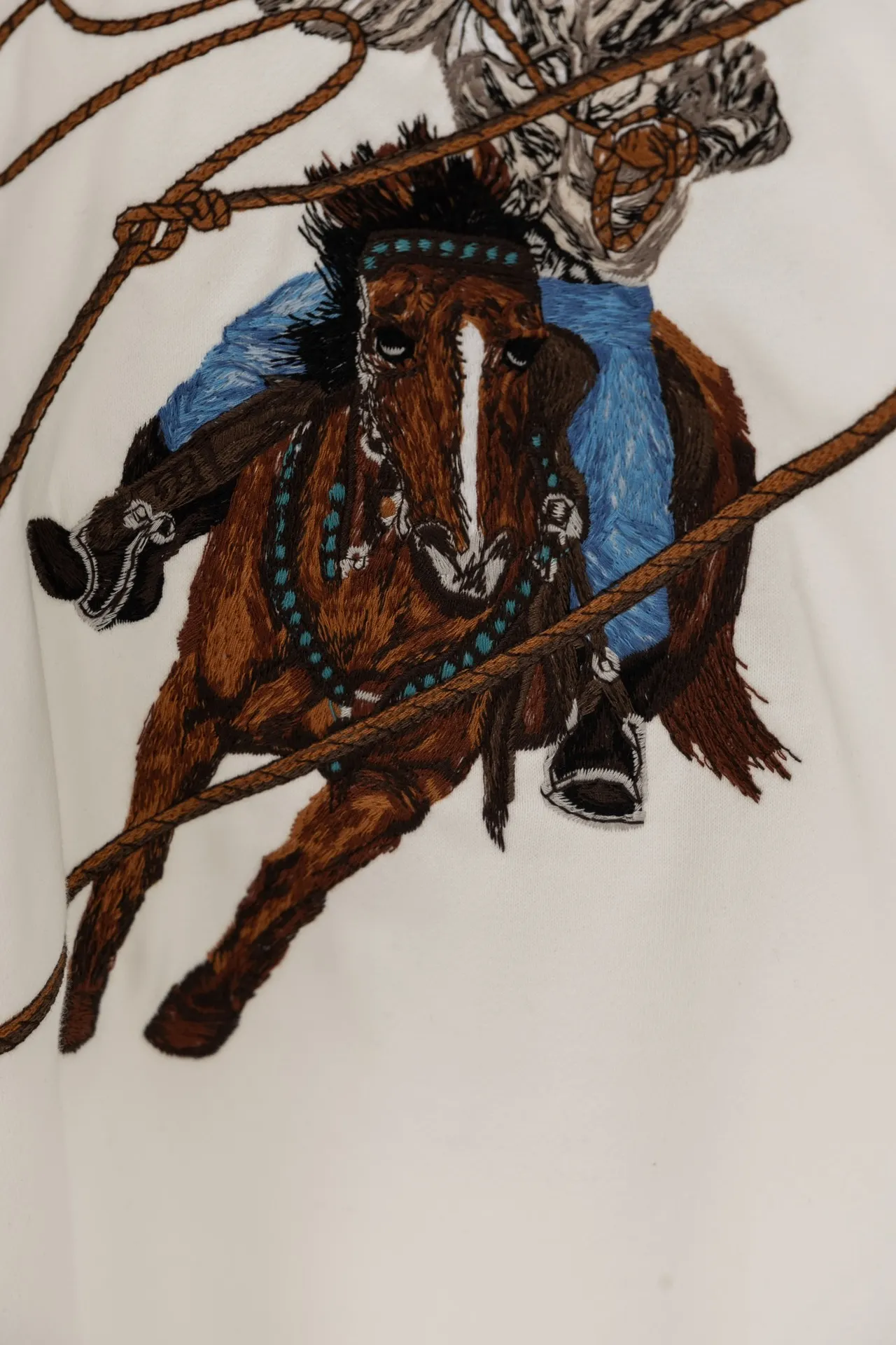 Embroidered Cowboy Motif Cotton Sweatshirt D21019894 — view 6