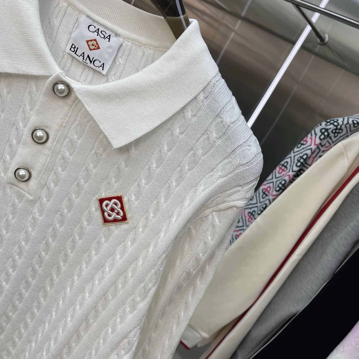 Cable-Knit Long-Sleeve Polo Sweater D21523366 — view 5