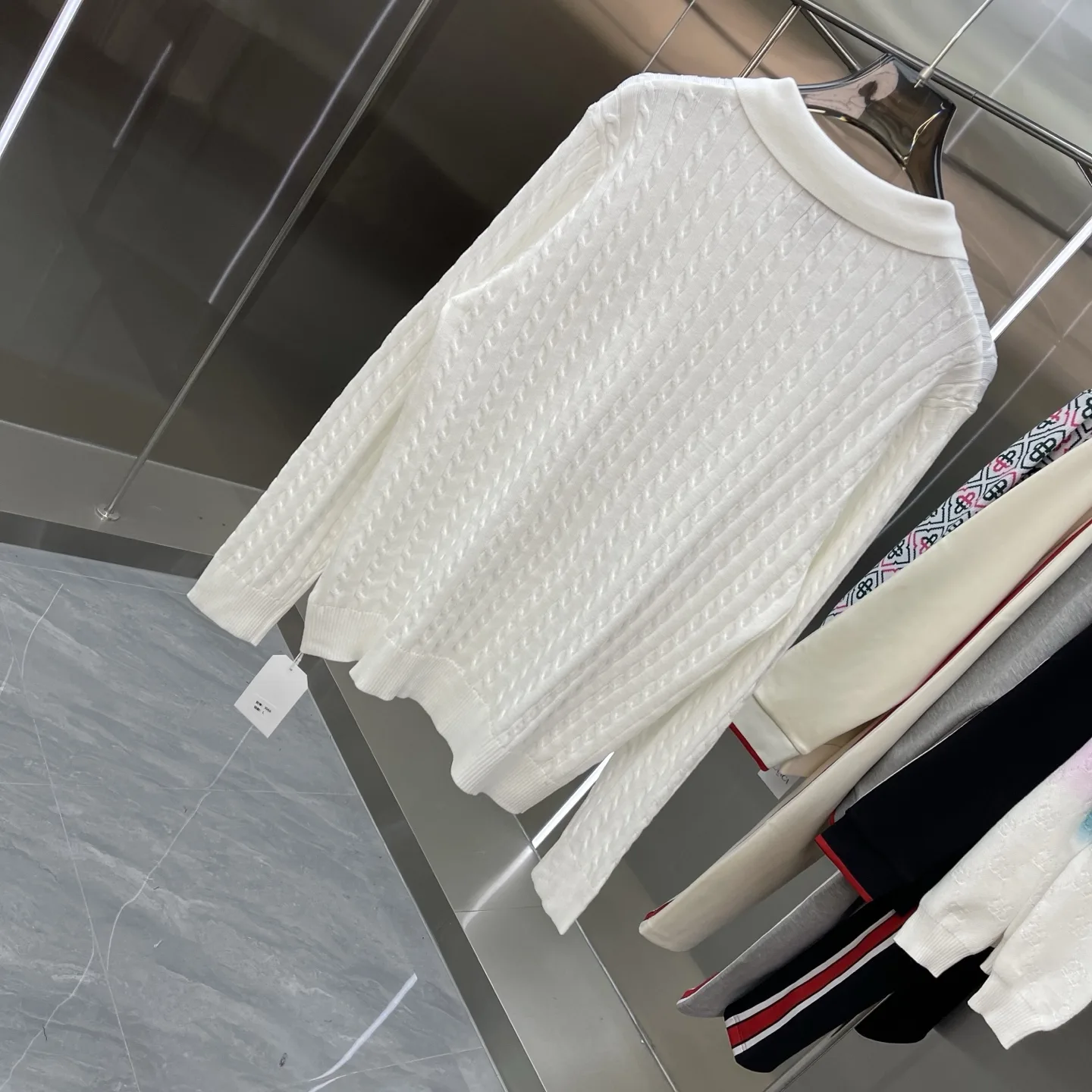 Cable-Knit Long-Sleeve Polo Sweater D21523366 — view 7