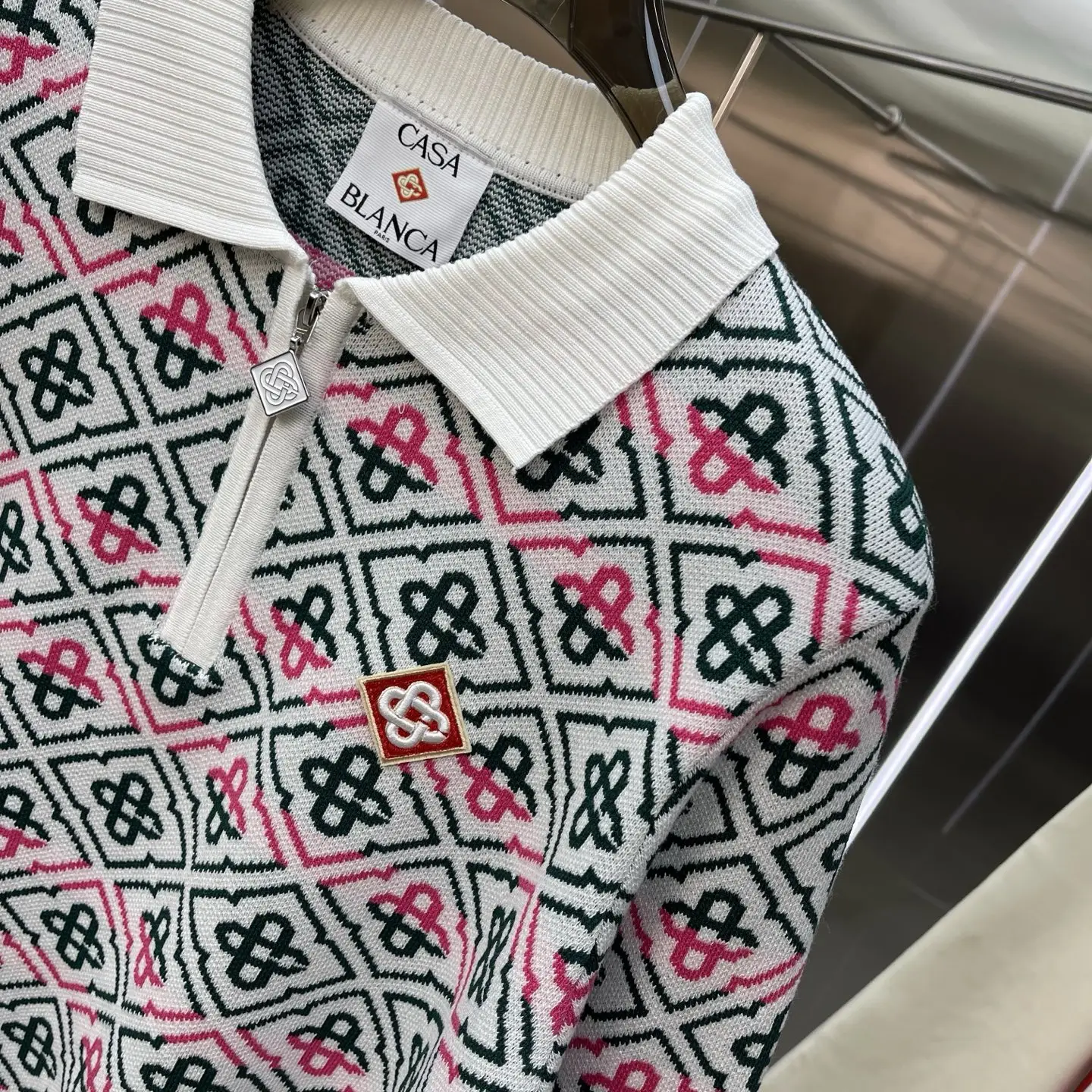 Geometric Intarsia Knit Polo Sweater D21523367 — view 5