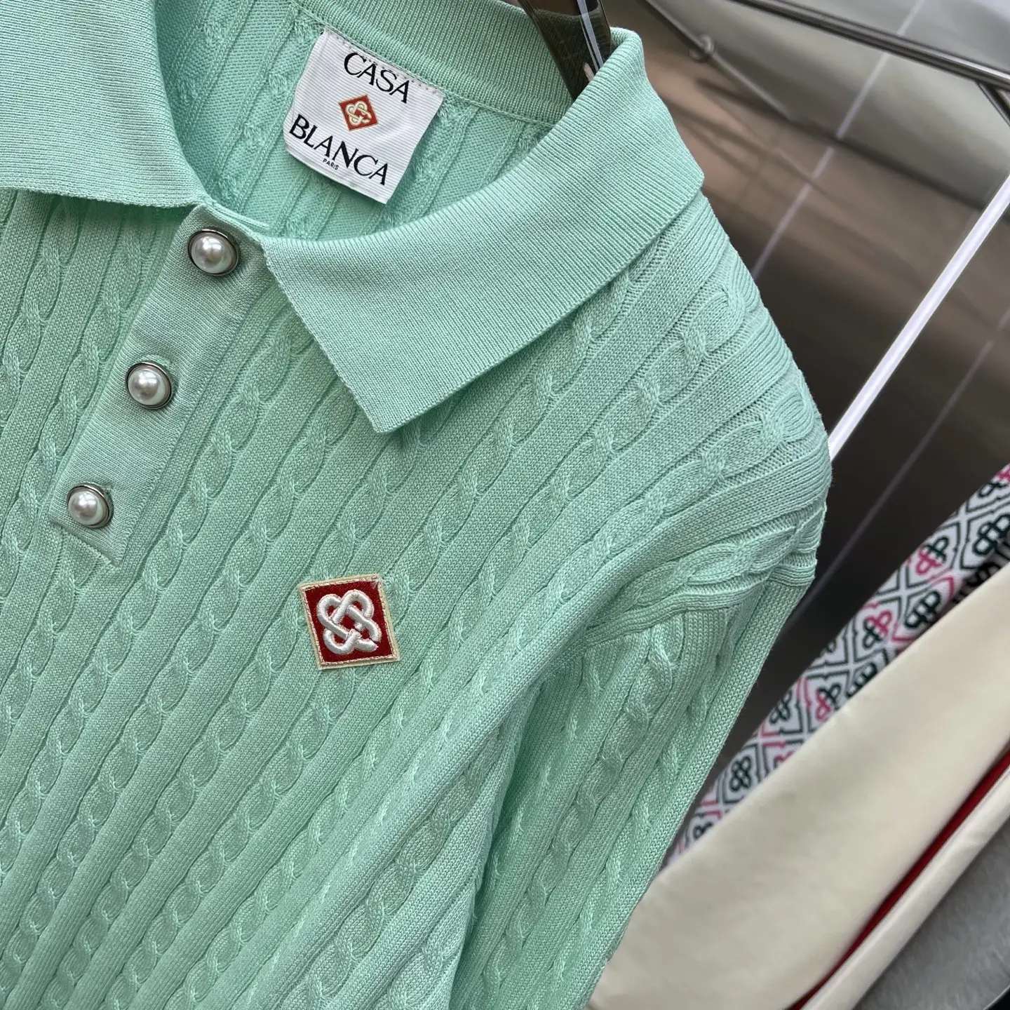 Cable-Knit Long-Sleeve Polo Sweater D21523365 — view 5