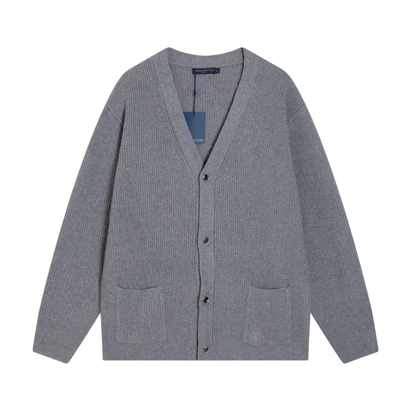 Logo-Embroidered Ribbed Wool Cardigan D22022056